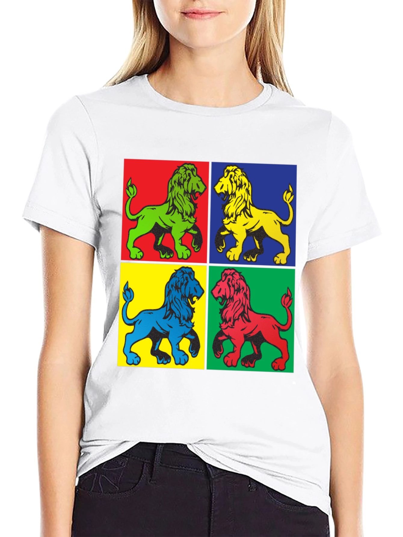 Black Pop Art Lion Graphic Tee view 9