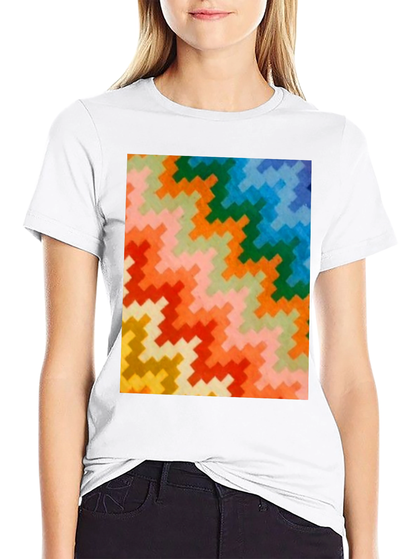 Black Retro Zig-Zag Pattern Tee - Bold & Funky view 9