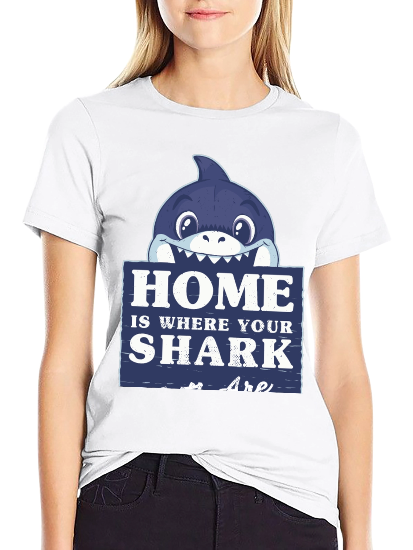 Black Home is Where Your Sharks Are T-Shirt view 9
