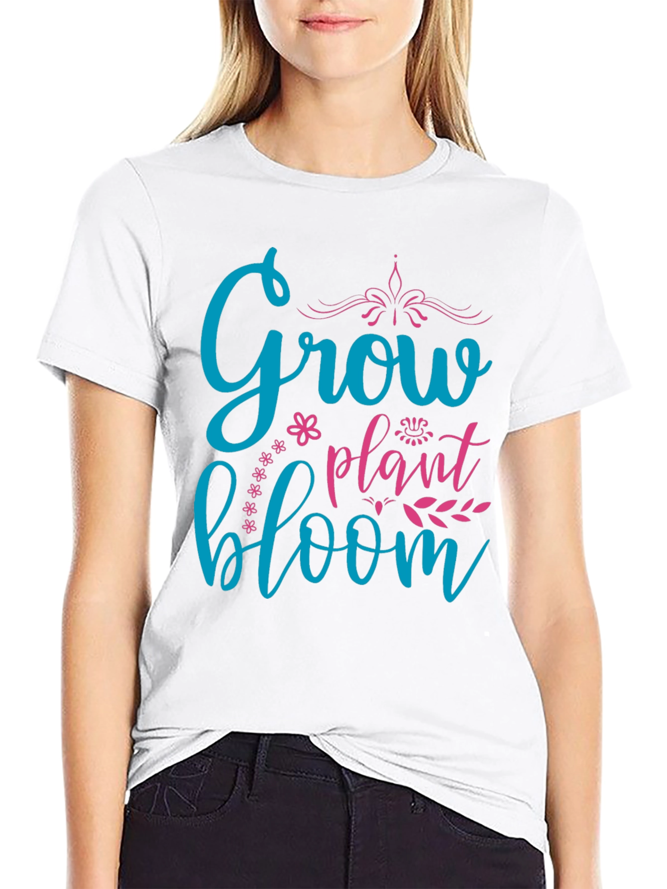 Black Grow Plant Bloom T-Shirt - Black Graphic Tee view 9