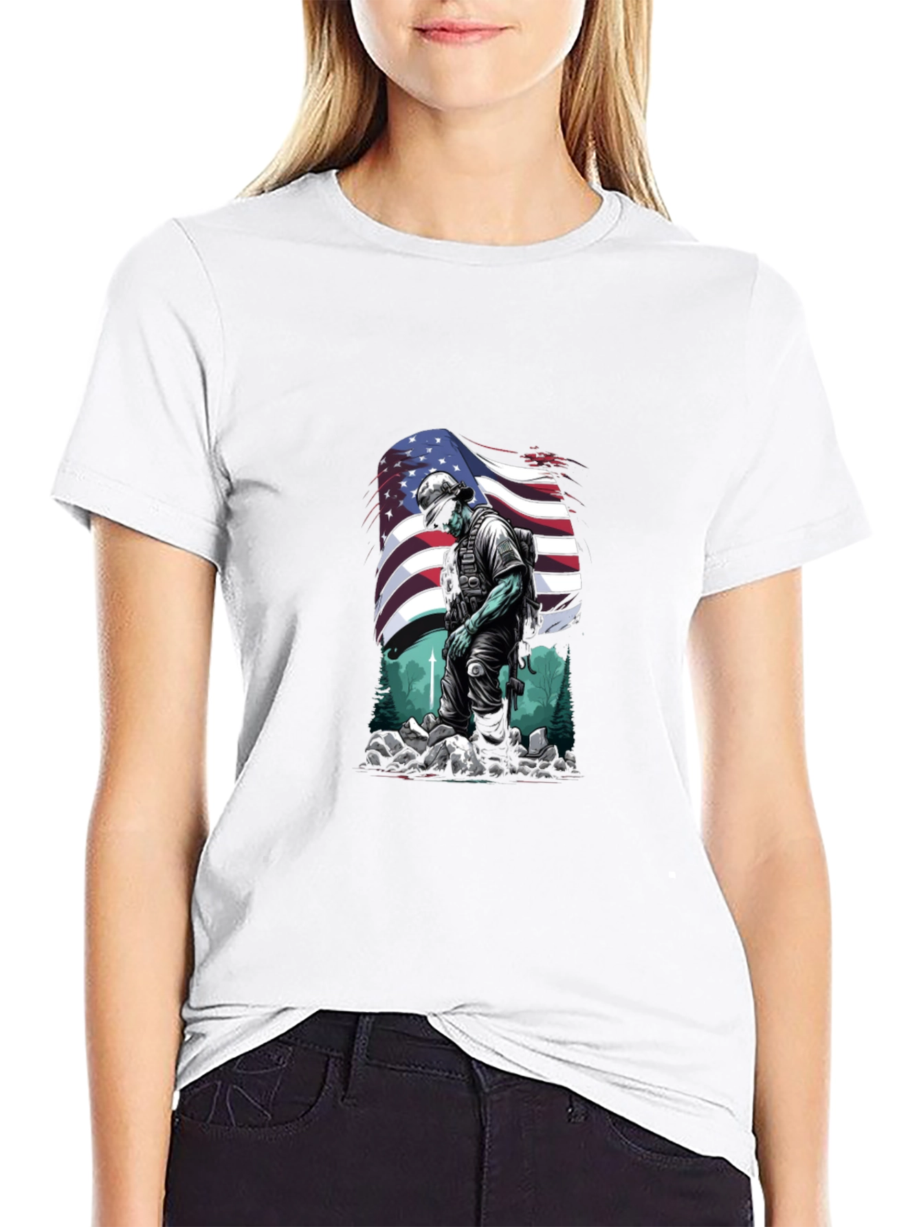 American Soldier Graphic T-Shirt - Patriotic Design - 9