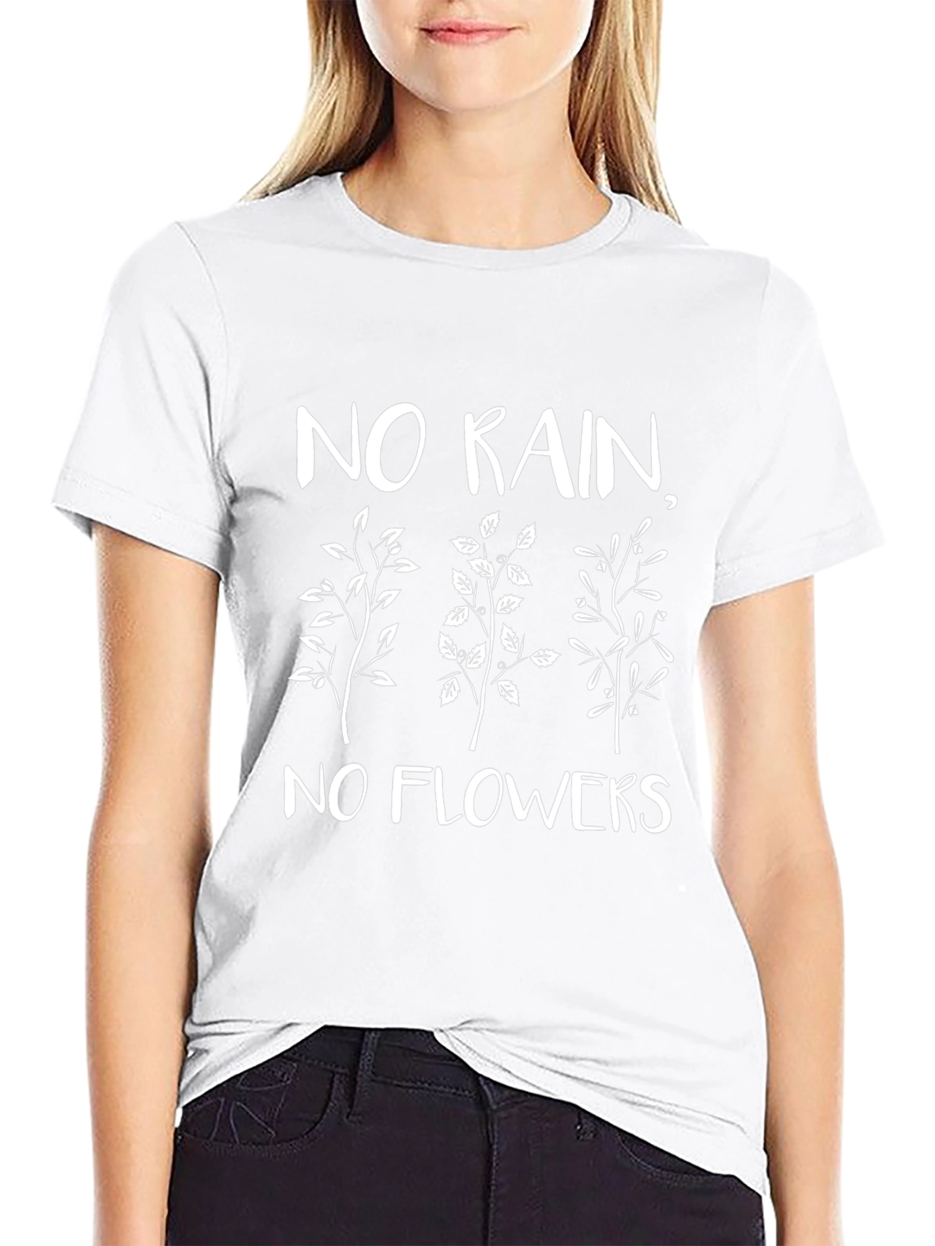 Black Inspirational Graphic Tee - No Rain No Flowers view 9
