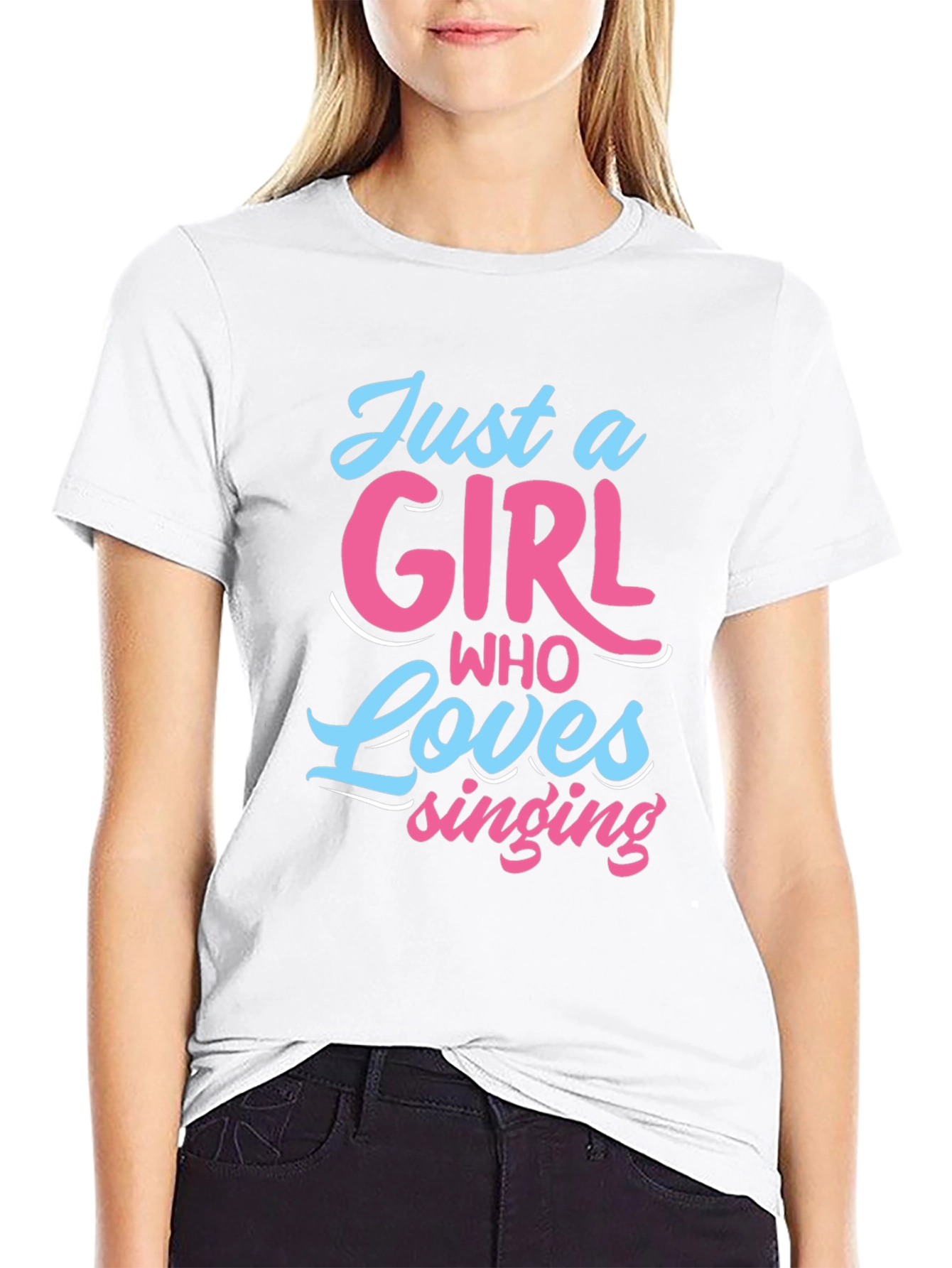 Black Just A Girl Who Loves Singing Black T-Shirt view 9