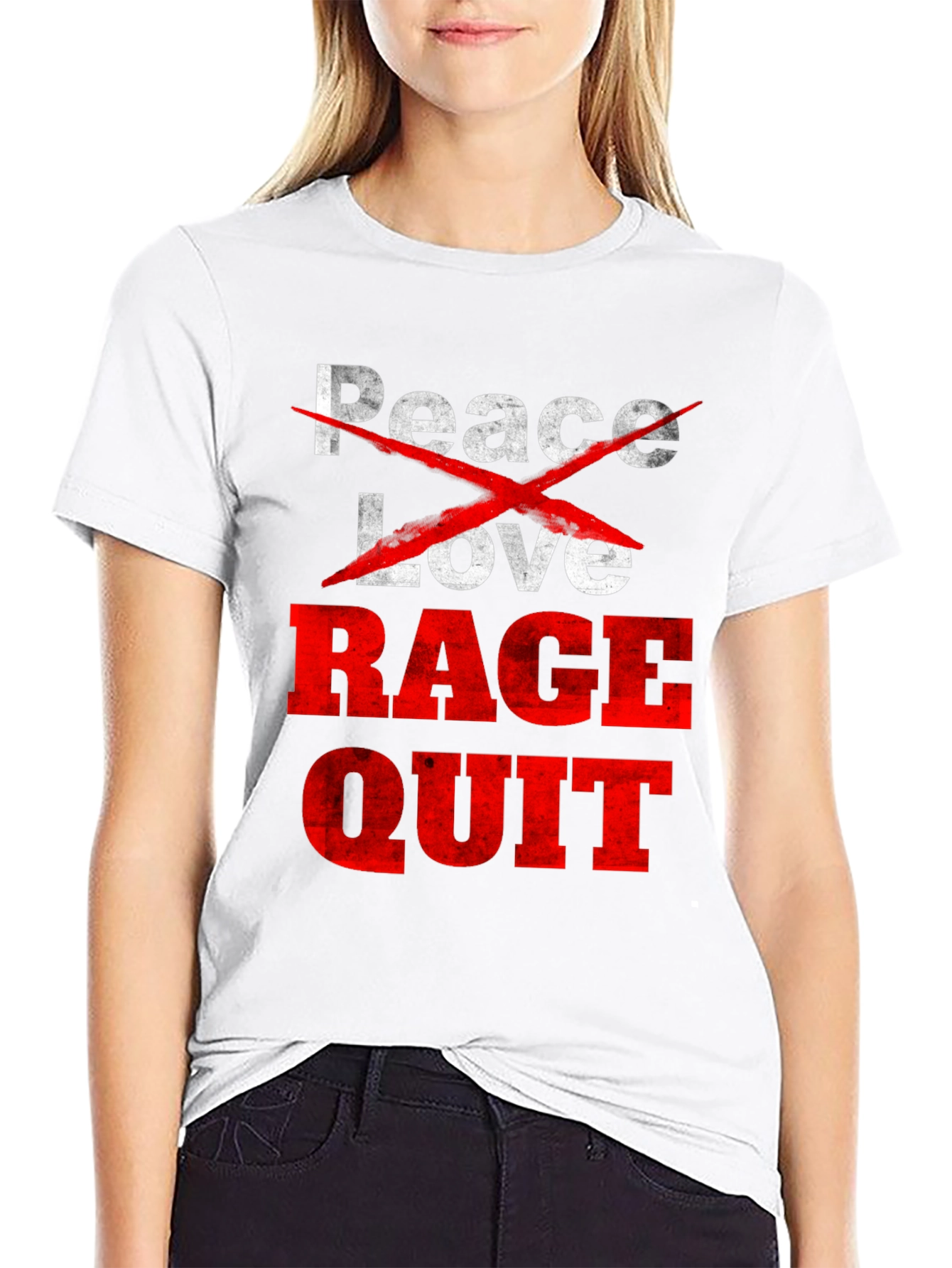 Black Peace Love Rage Quit Graphic Tee view 9