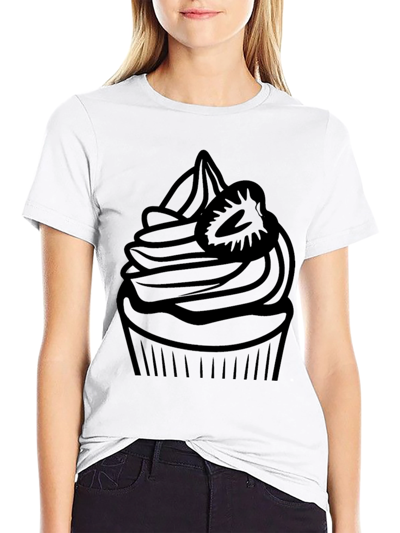 Black Cupcake Graphic Black T-Shirt view 9