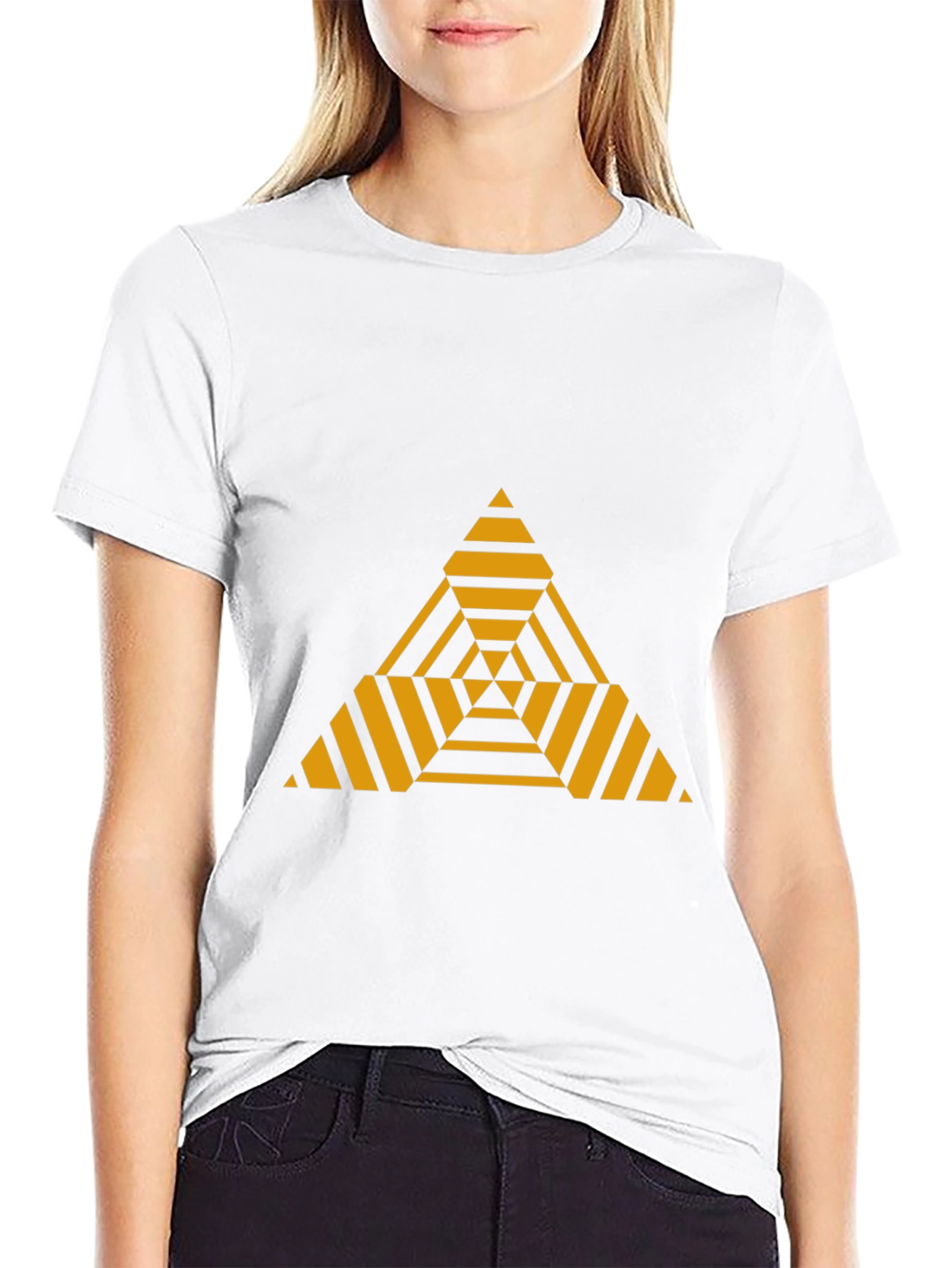 Black Geometric Triangle Graphic Tee - Modern Black T-Shirt view 9