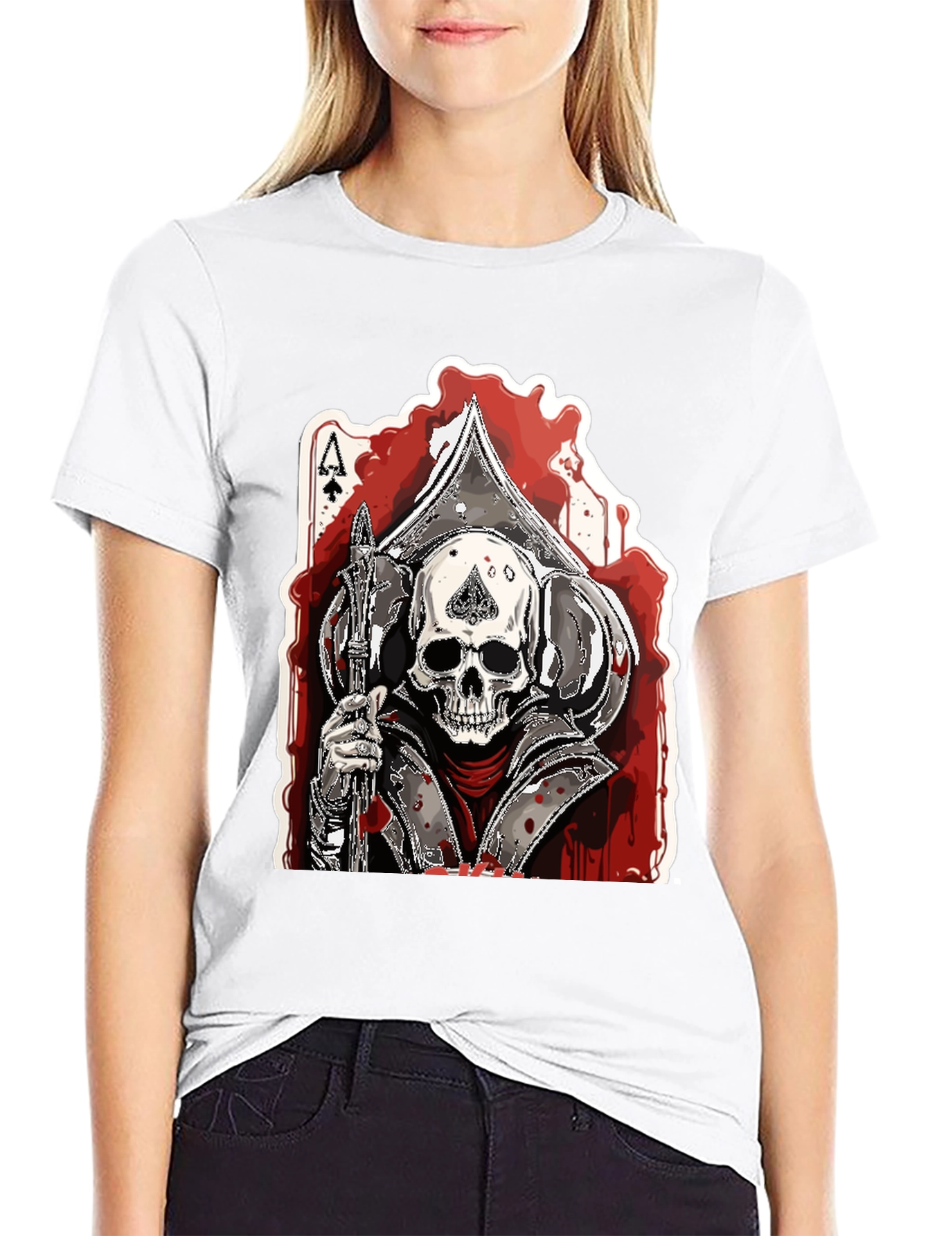 Black Ace of Spades Skull Graphic T-Shirt view 9