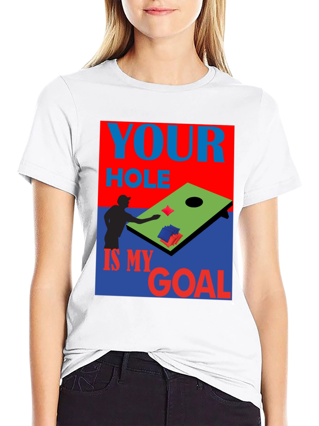 Black Cornhole T-Shirt: Your Hole is My Goal view 9