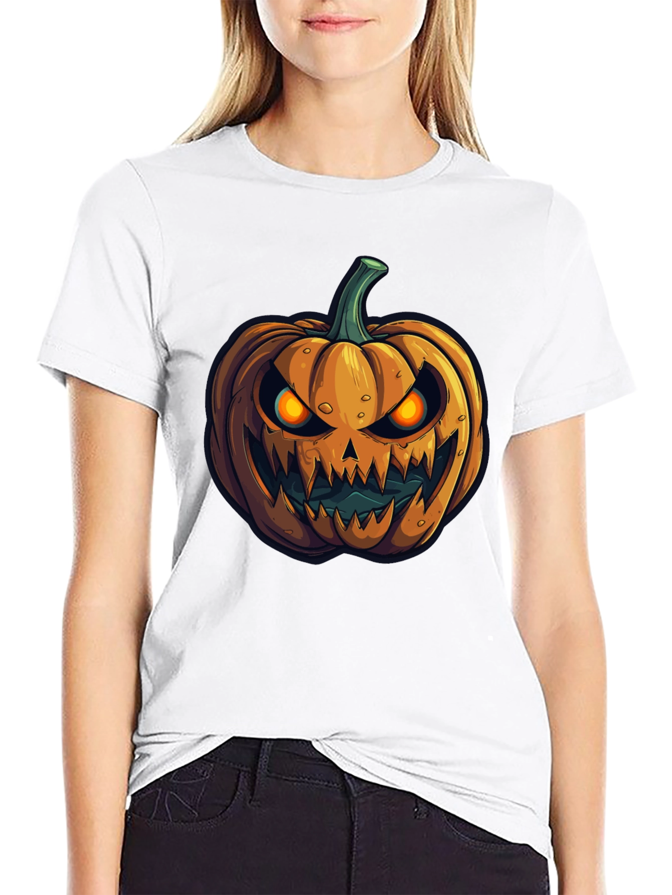 Black Halloween Pumpkin Graphic Tee - Men's Black T-Shirt view 9