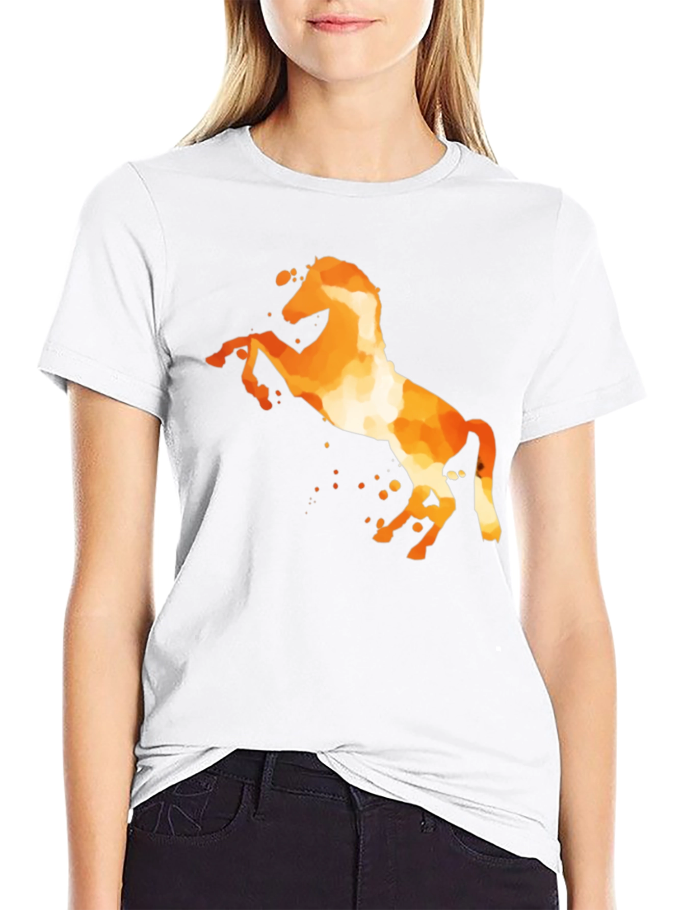 Black Fiery Horse Graphic Tee - Black Cotton Blend view 9