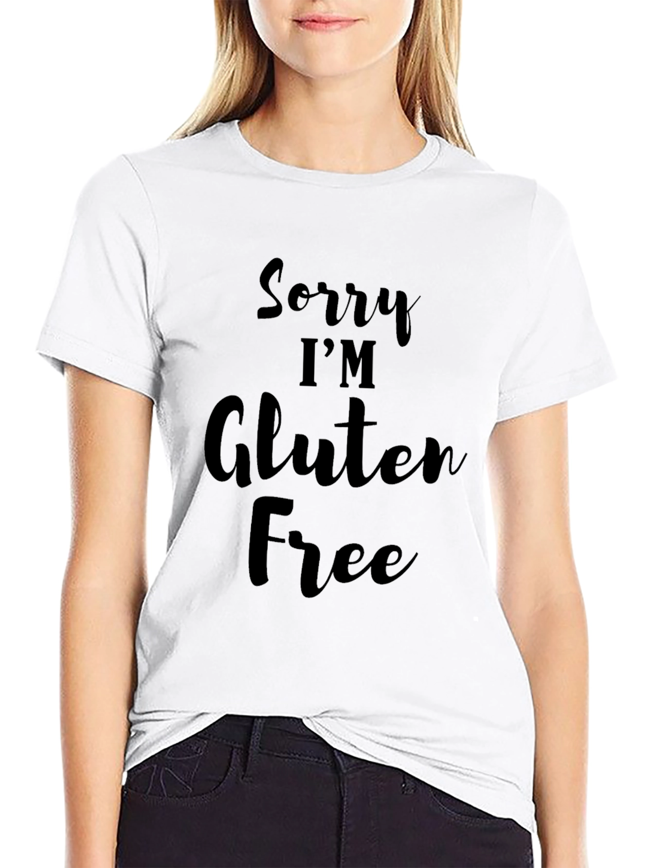 Black Sorry I'm Gluten Free Black Tee Shirt view 9