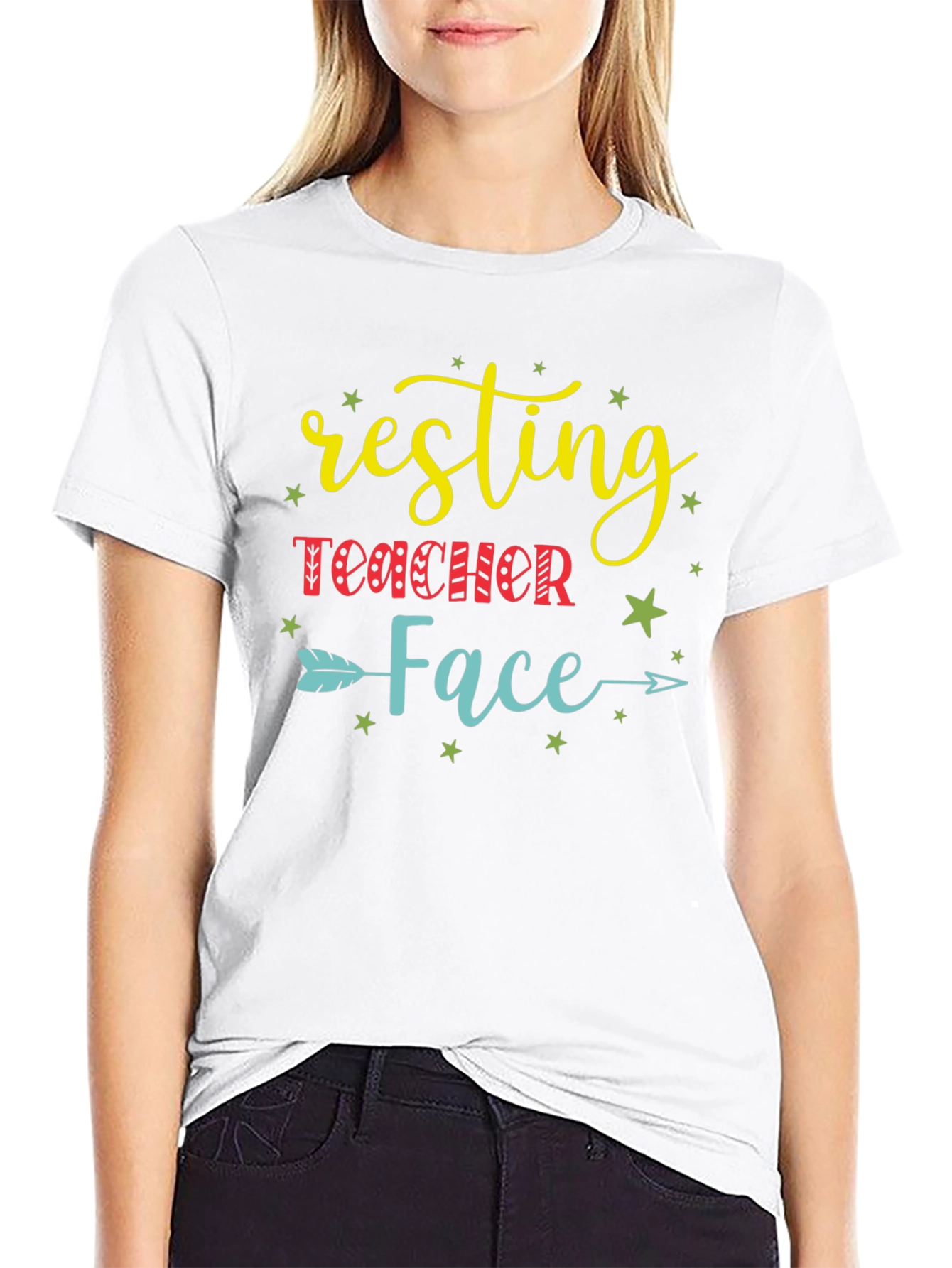 Black Resting Teacher Face Graphic Tee view 9