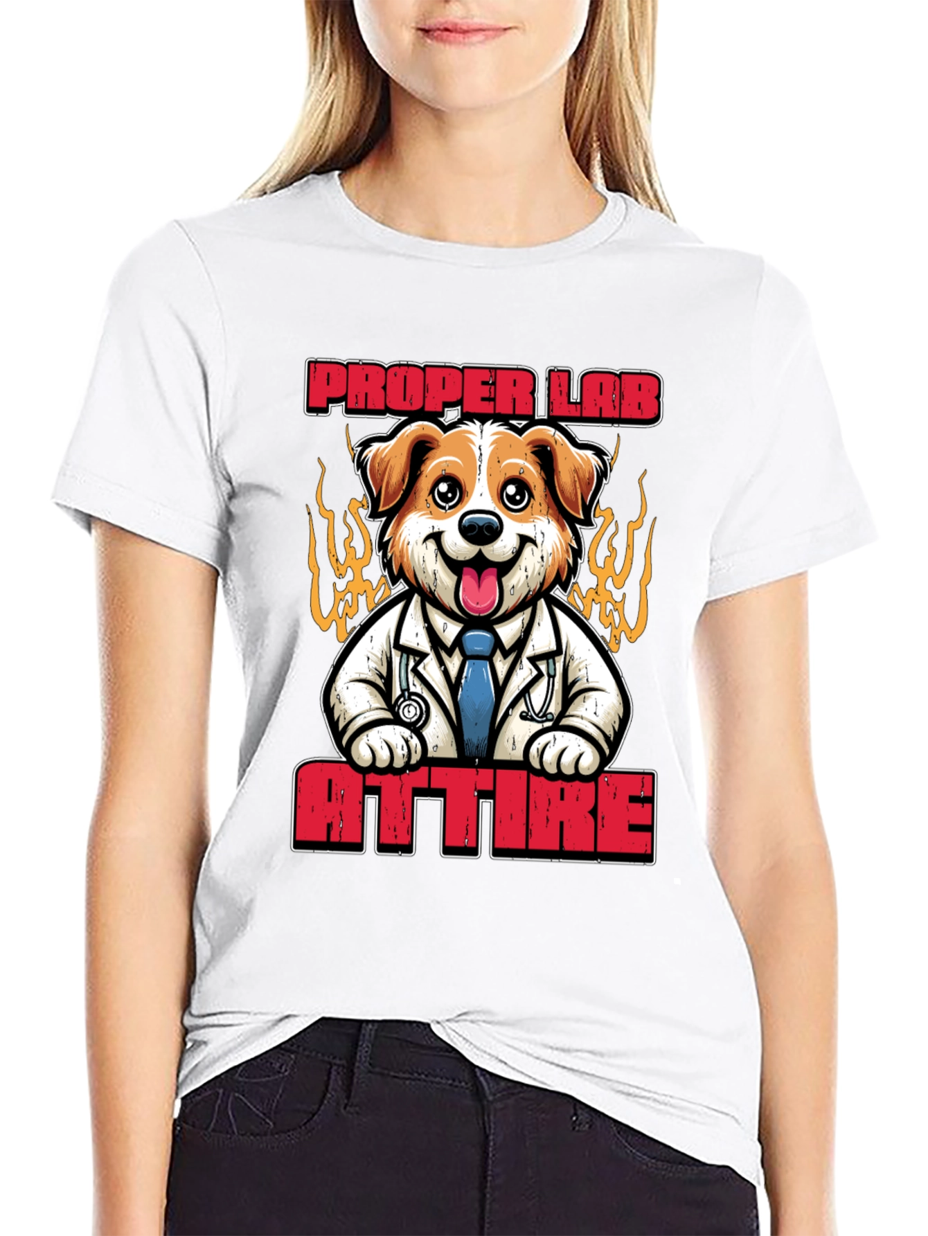 Black Proper Lab Attire T-Shirt: Dog Doctor Tee view 9