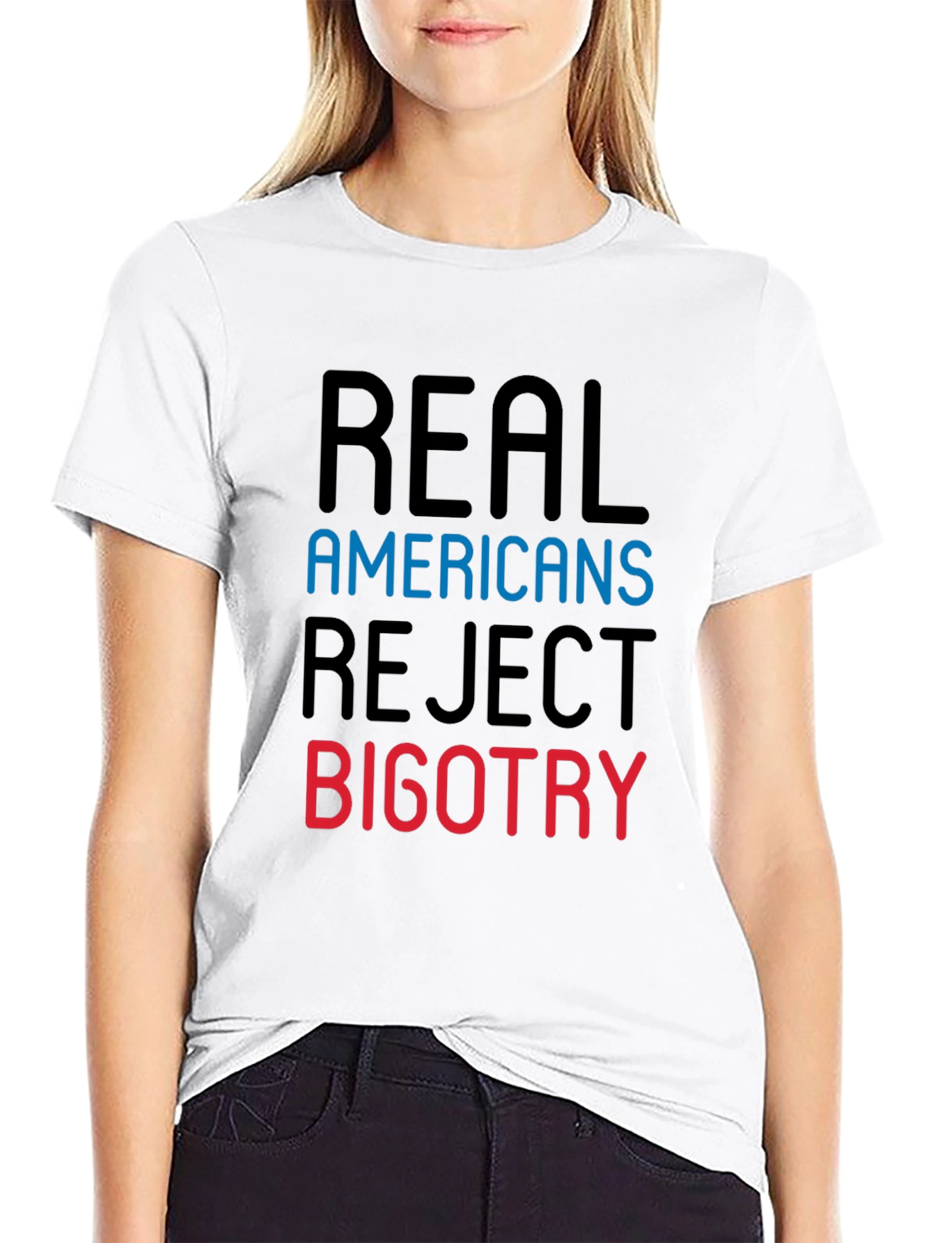 Black Real Americans Reject Bigotry Graphic Tee view 9