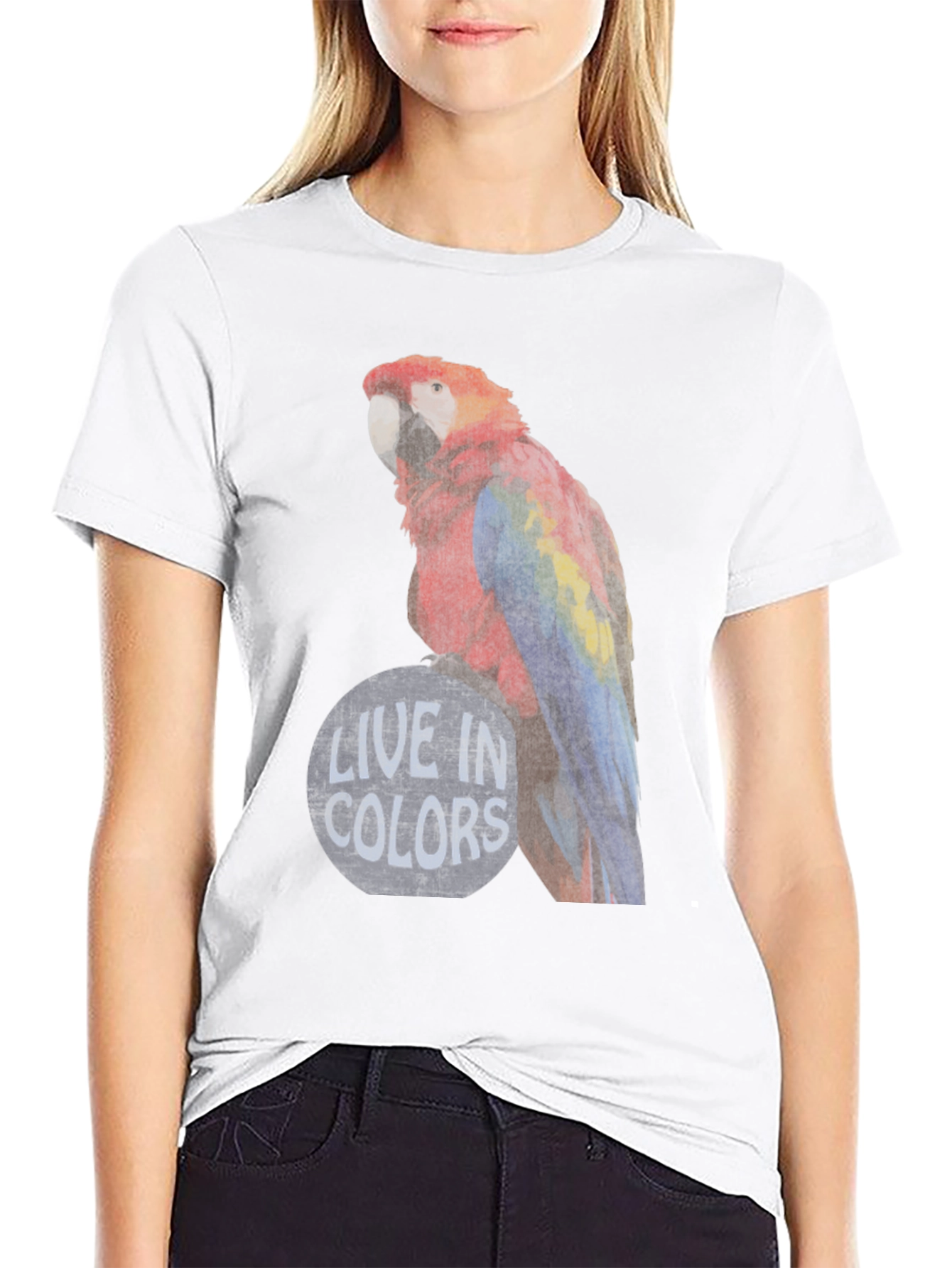 Black Live in Colors Parrot Graphic Tee view 9