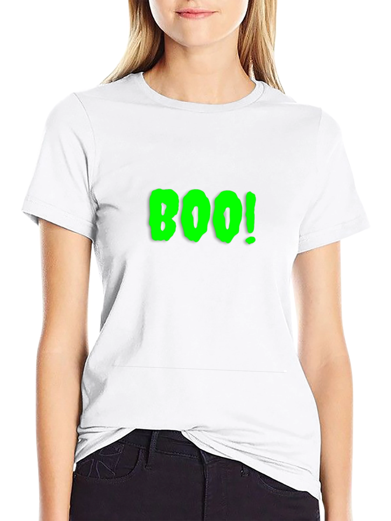 Black Boo! Black Cotton Graphic Tee view 9