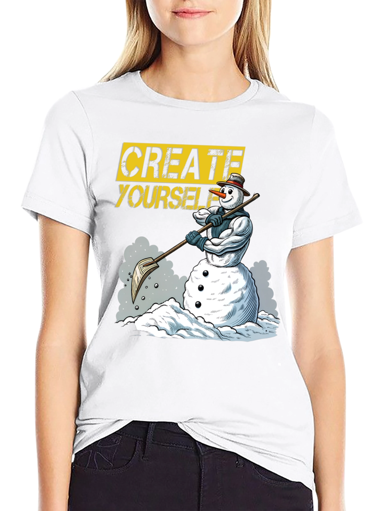 Black Create Yourself Graphic Tee - Snowman Design view 9