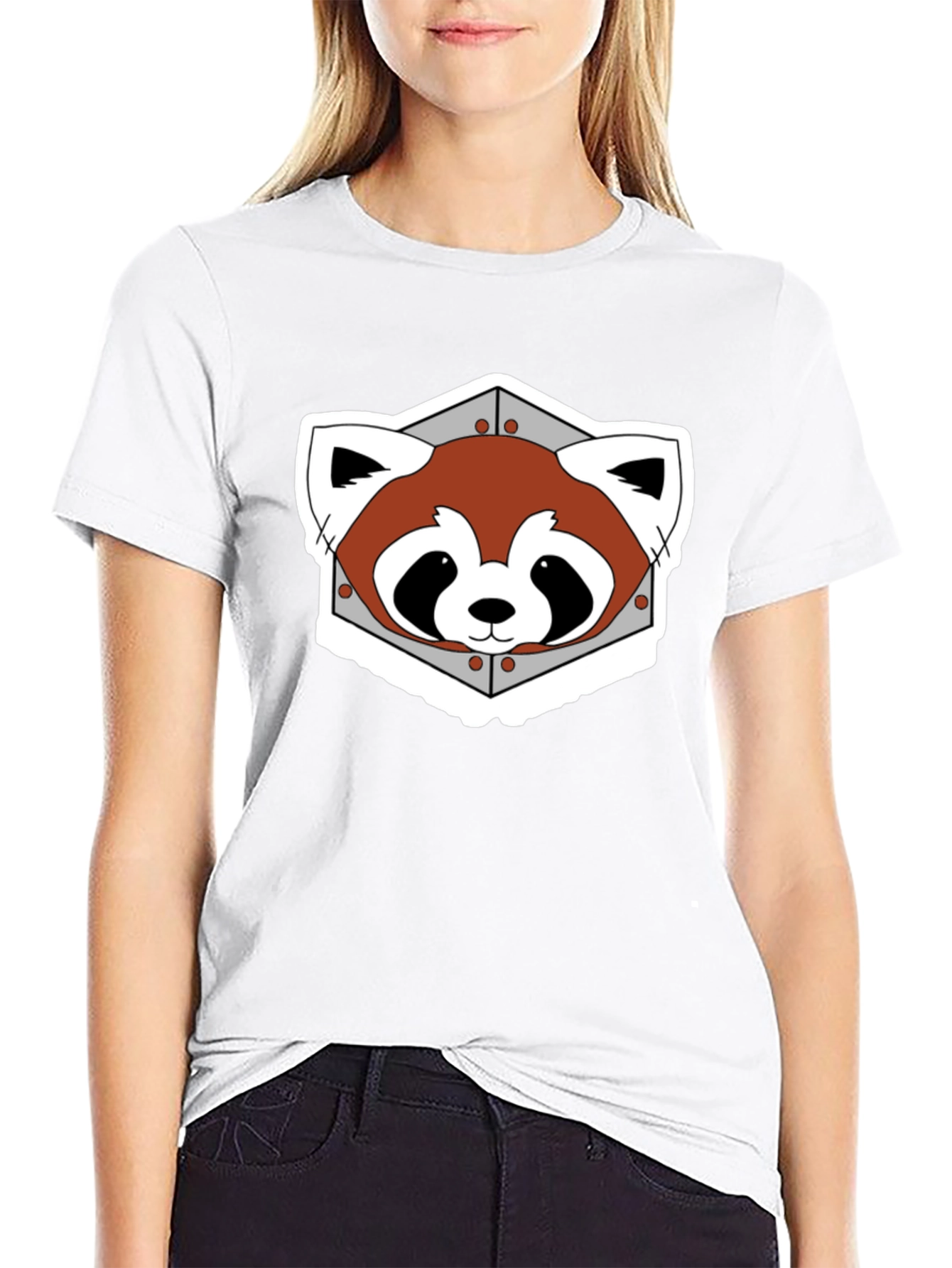 Black Red Panda Graphic Tee - Black Cotton Blend view 9
