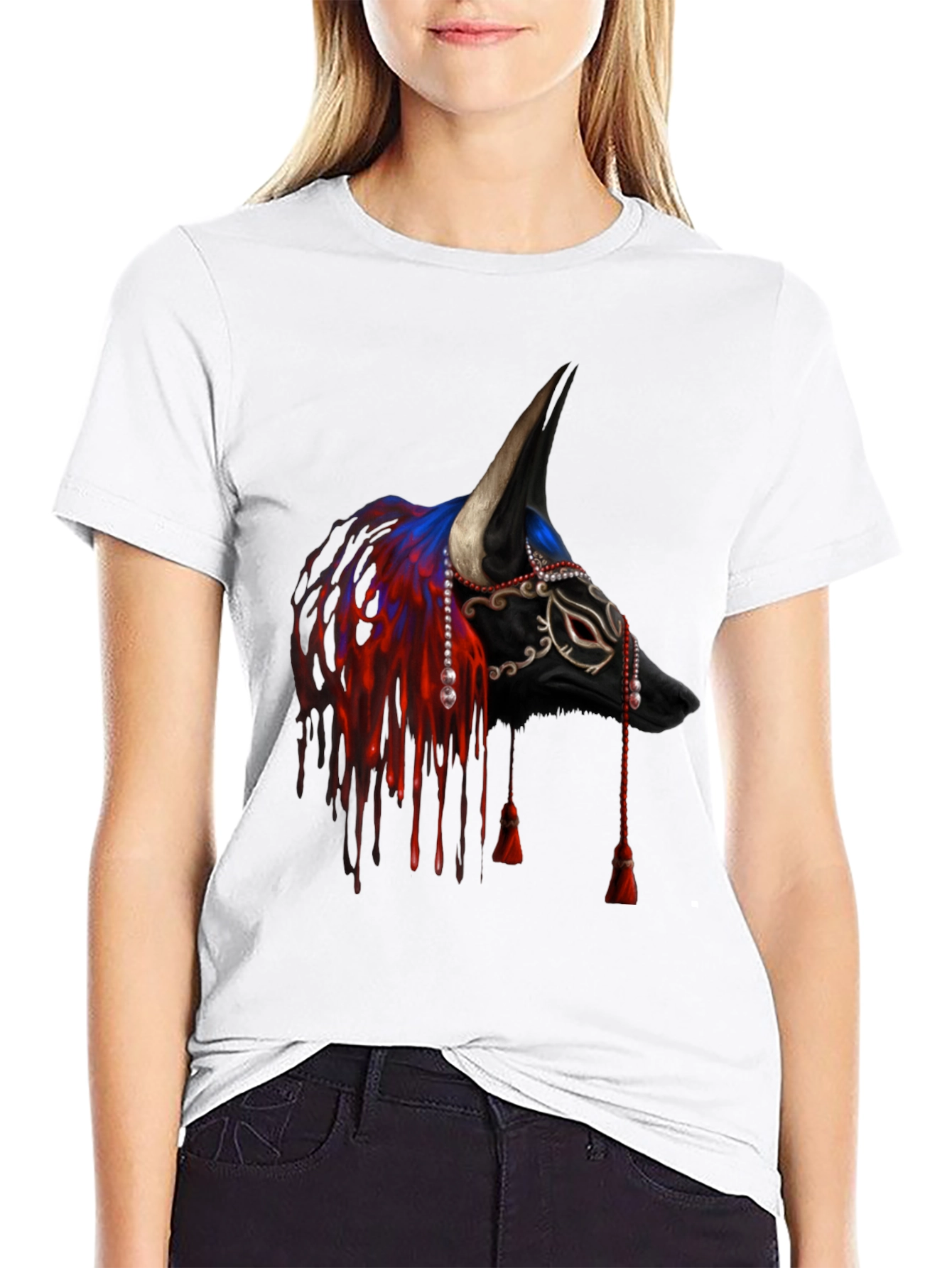 Black Black Bull Mask T-Shirt - Unique Graphic Tee view 9