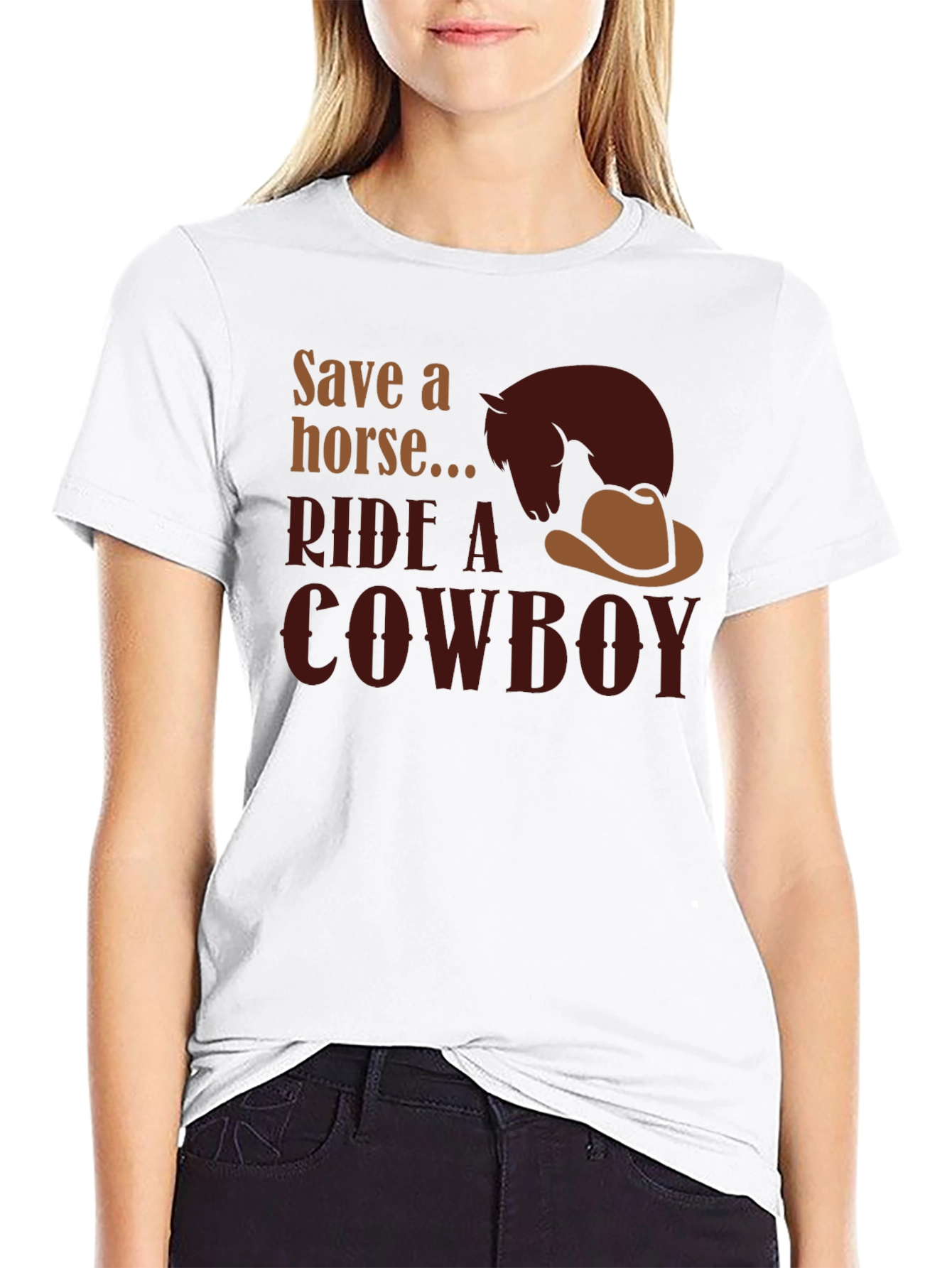 Black Save a Horse Ride a Cowboy Graphic Tee view 9