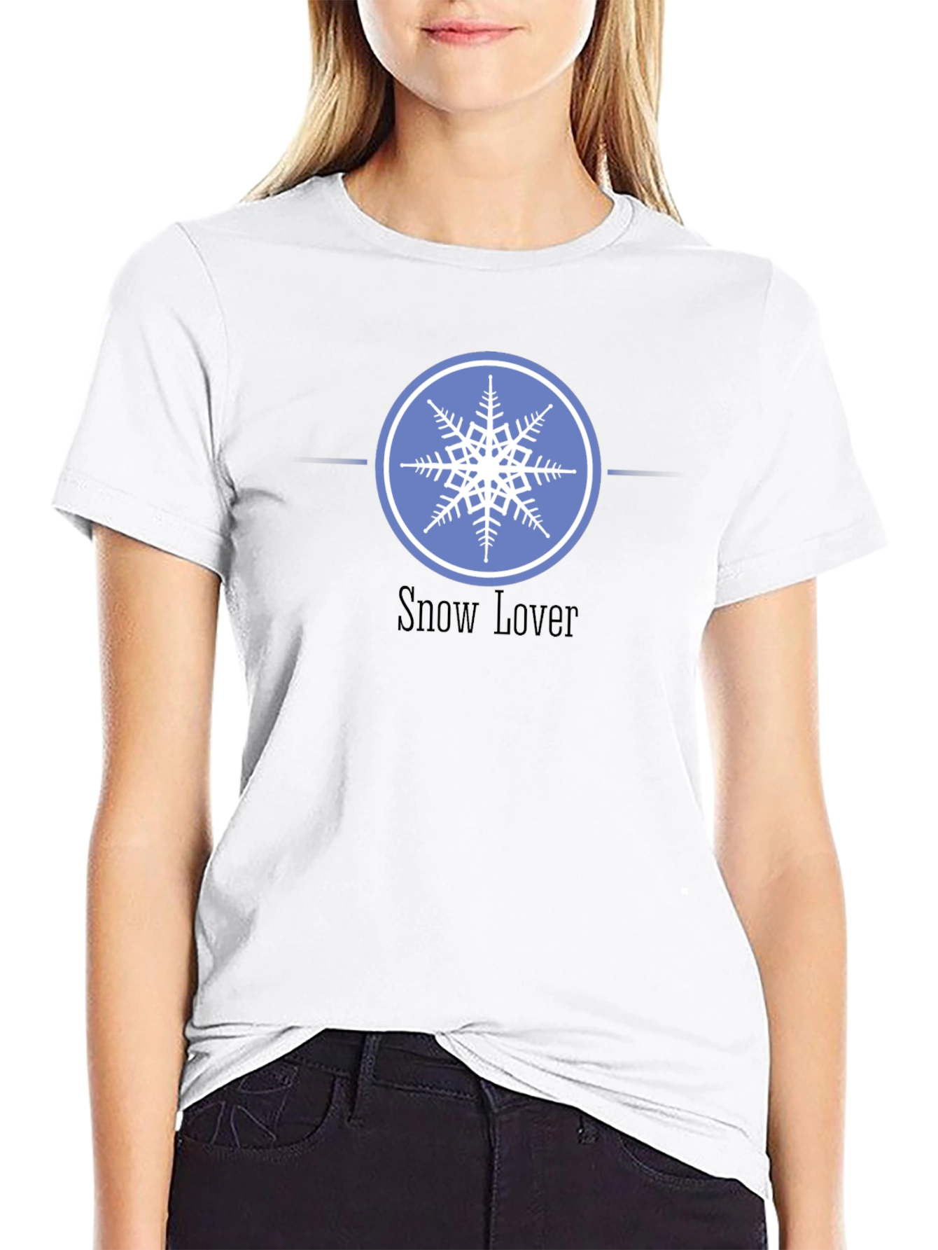 Black Snow Lover Graphic Tee - Winter Snowflake Design view 9