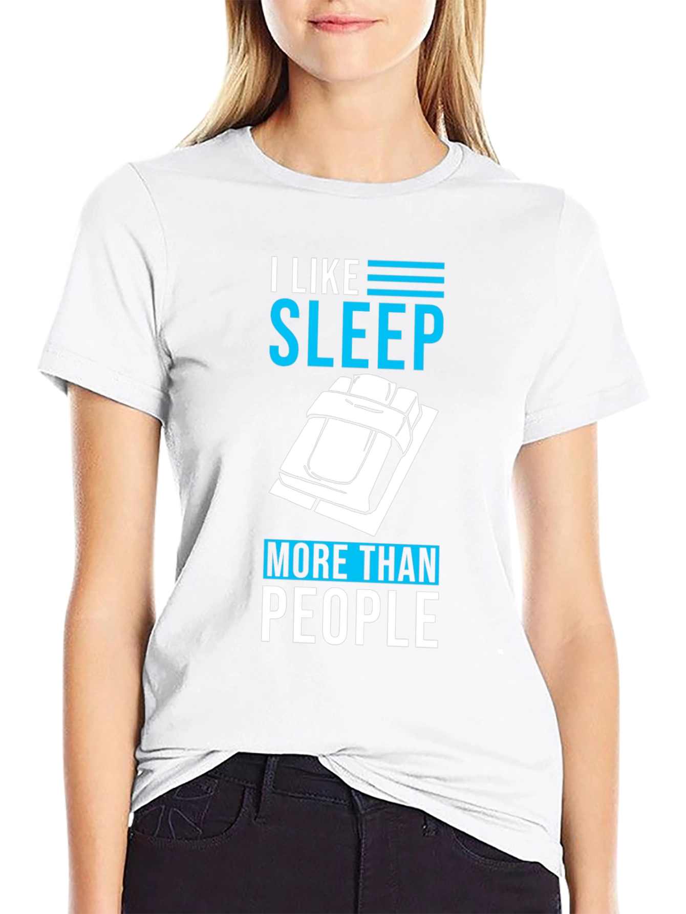 Black I Like Sleep More Than People T-Shirt view 9