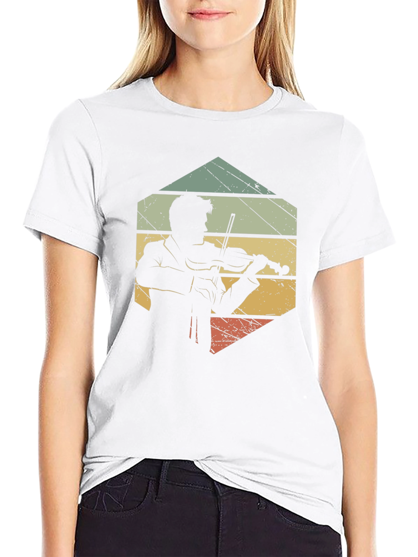 Black Vintage Violinist T-Shirt - Retro Musician Tee view 9