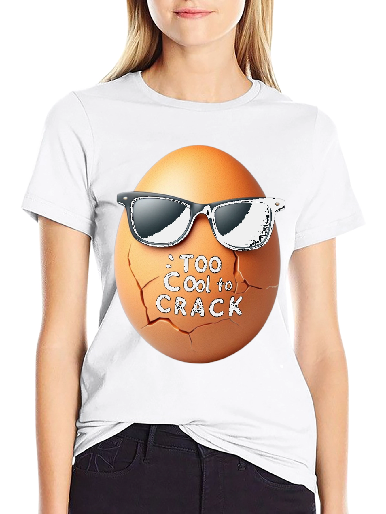 Black Too Cool To Crack T-Shirt Funny Egg with Shades view 9