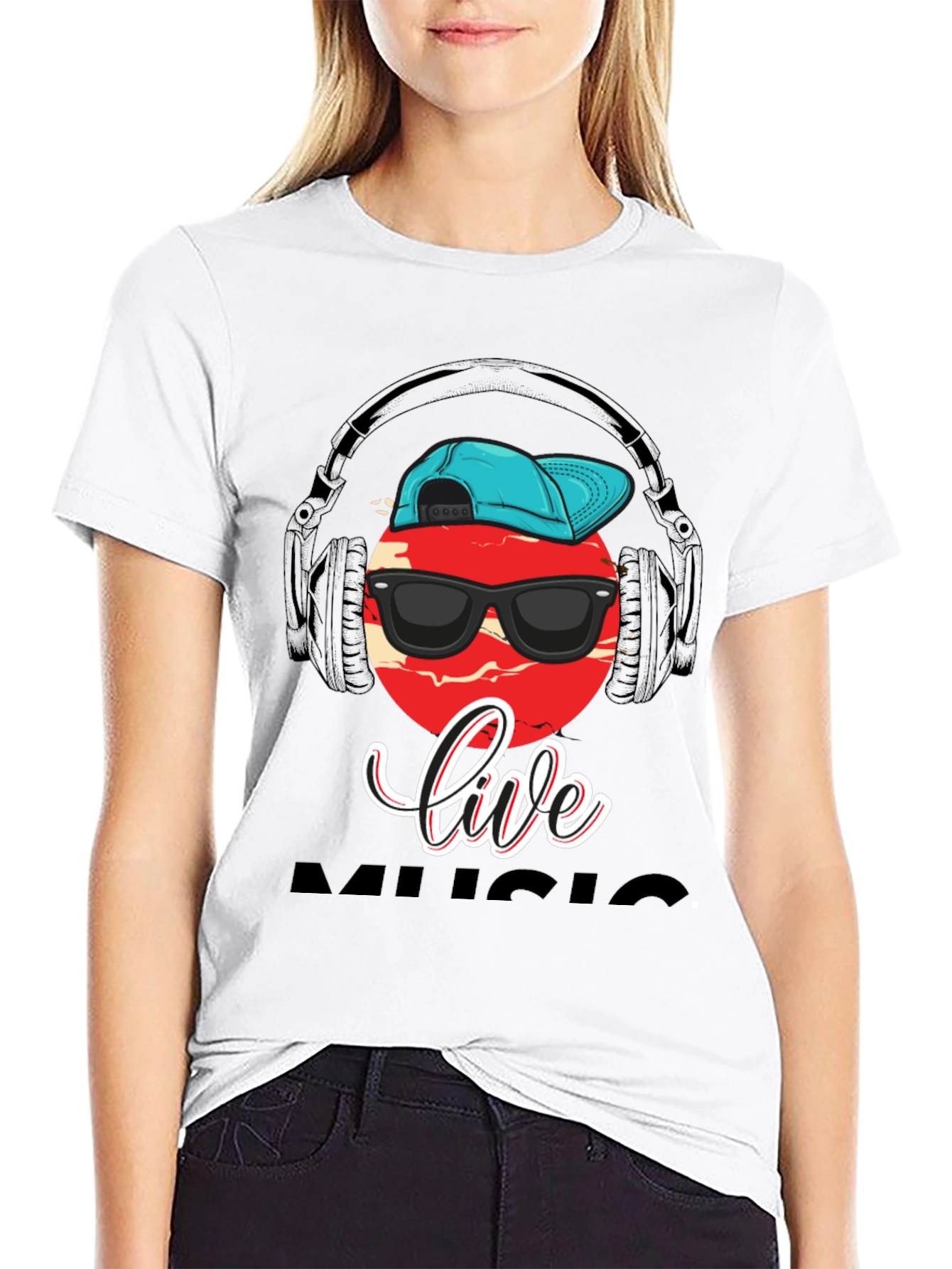 Black Live Music Graphic Print T-Shirt view 9