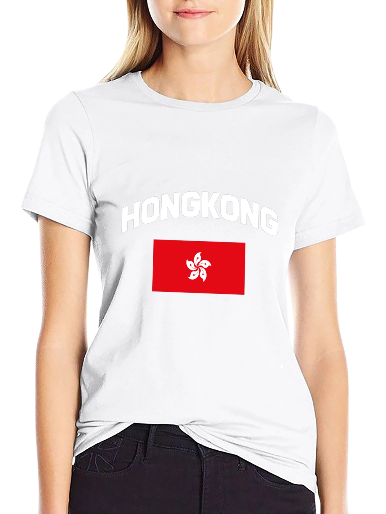 Hong Kong Flag Graphic Tee - Black Cotton T-Shirt - 9