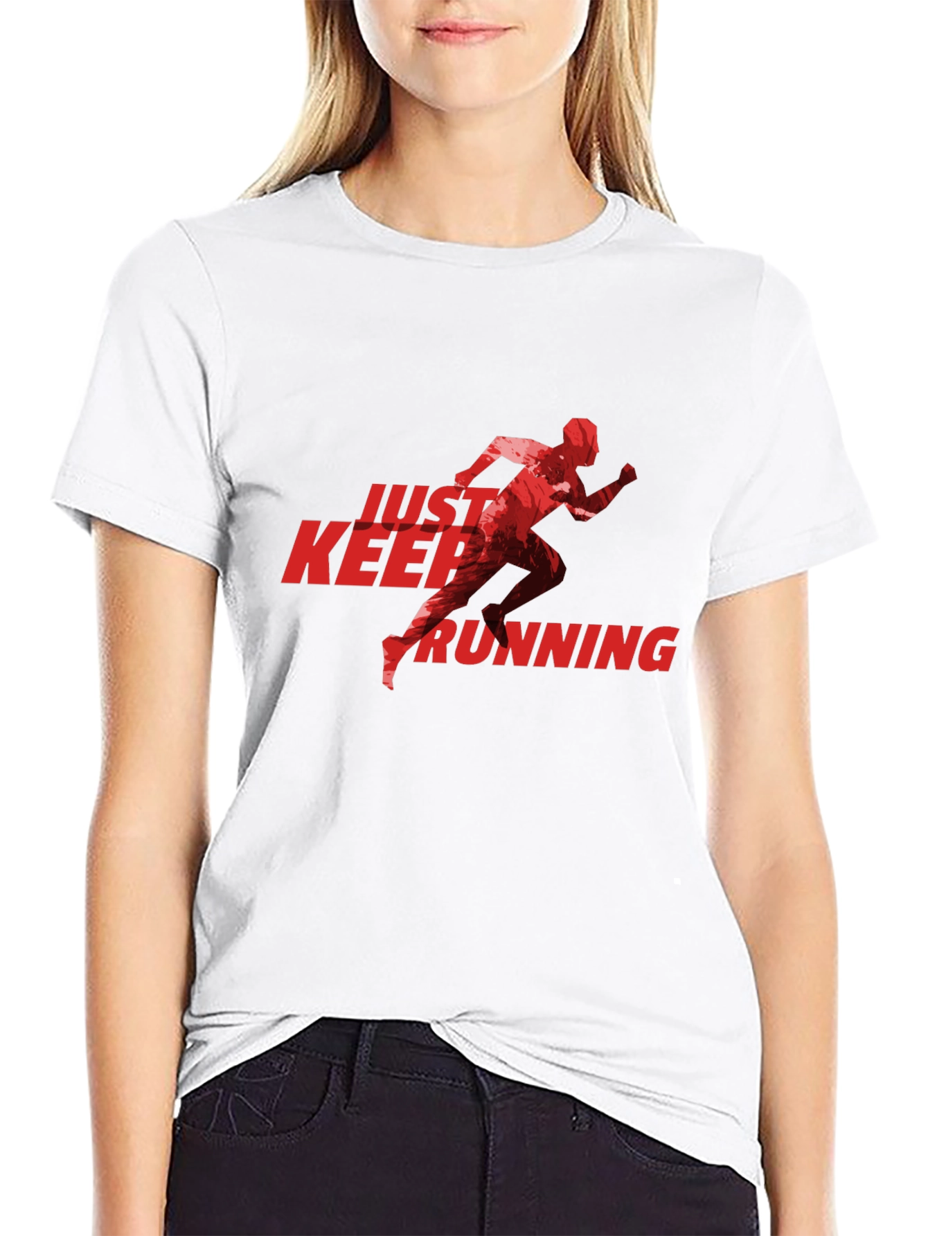 Black Just Keep Running Graphic Tee - Black view 9