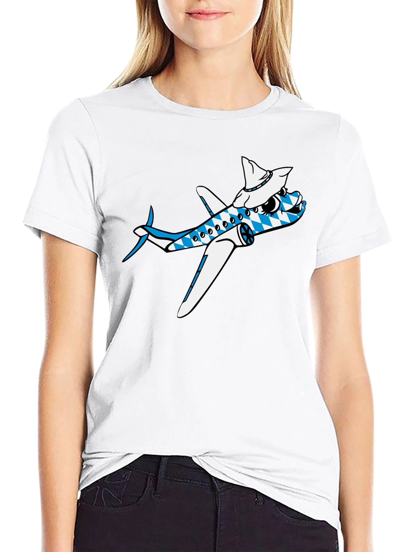 Black Cartoon Airplane Tee view 9