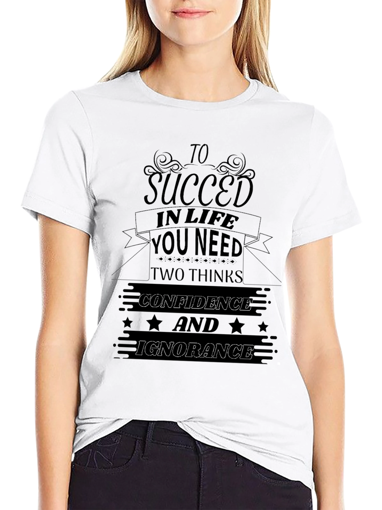 Black Succeed in Life Funny Graphic T-Shirt view 9