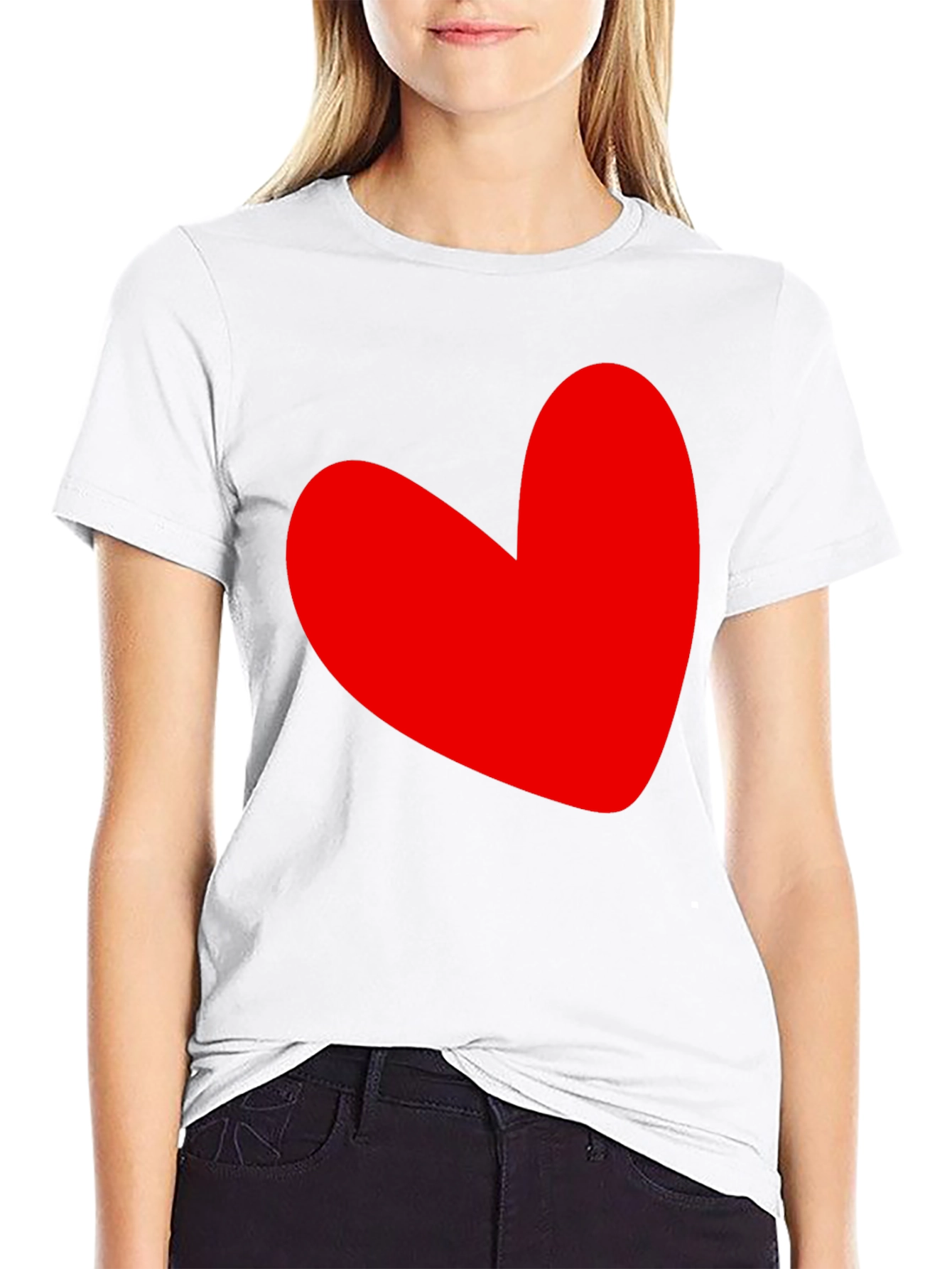 Black Red Heart Graphic Black T-Shirt view 9