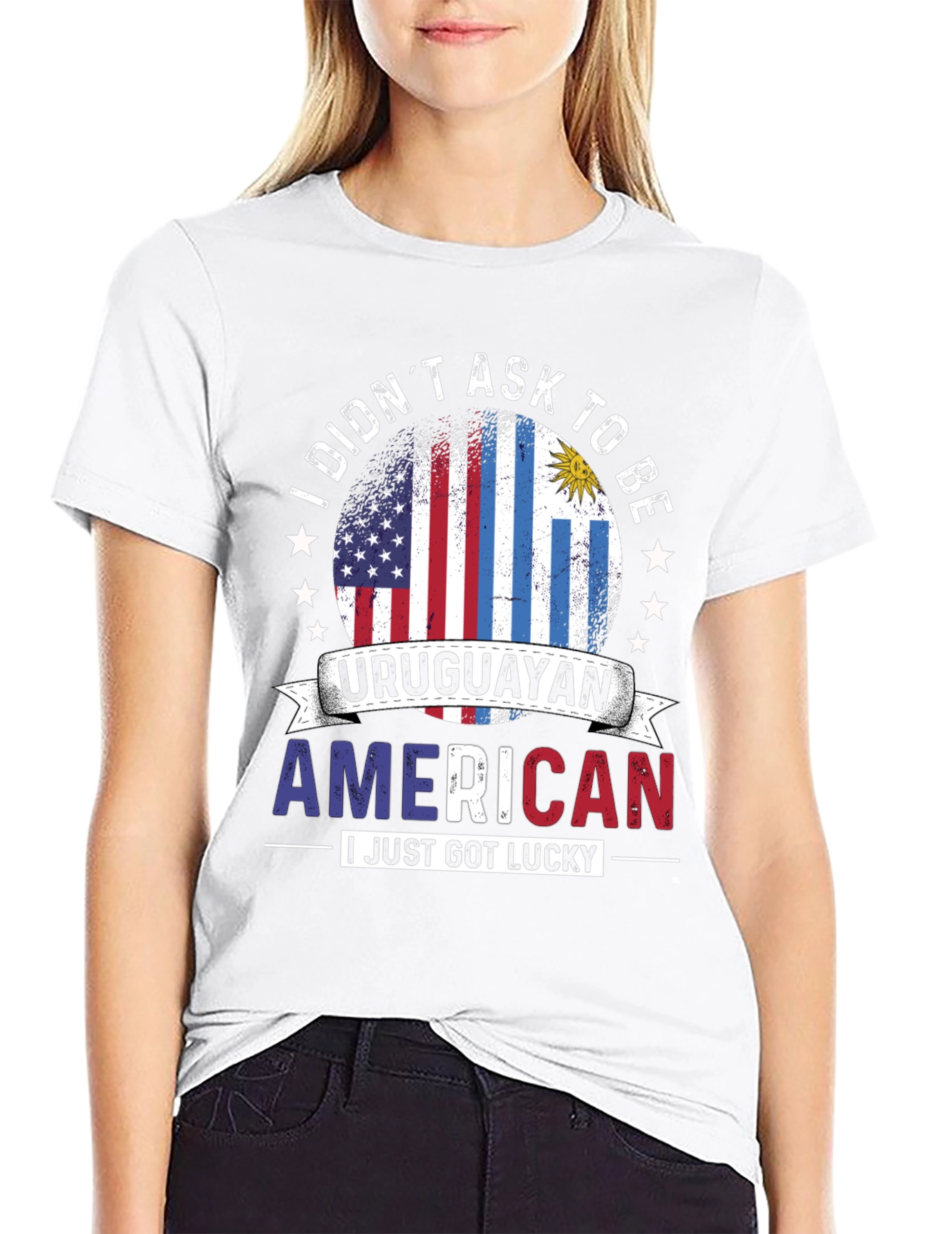 Black Uruguayan American Pride T-Shirt view 9