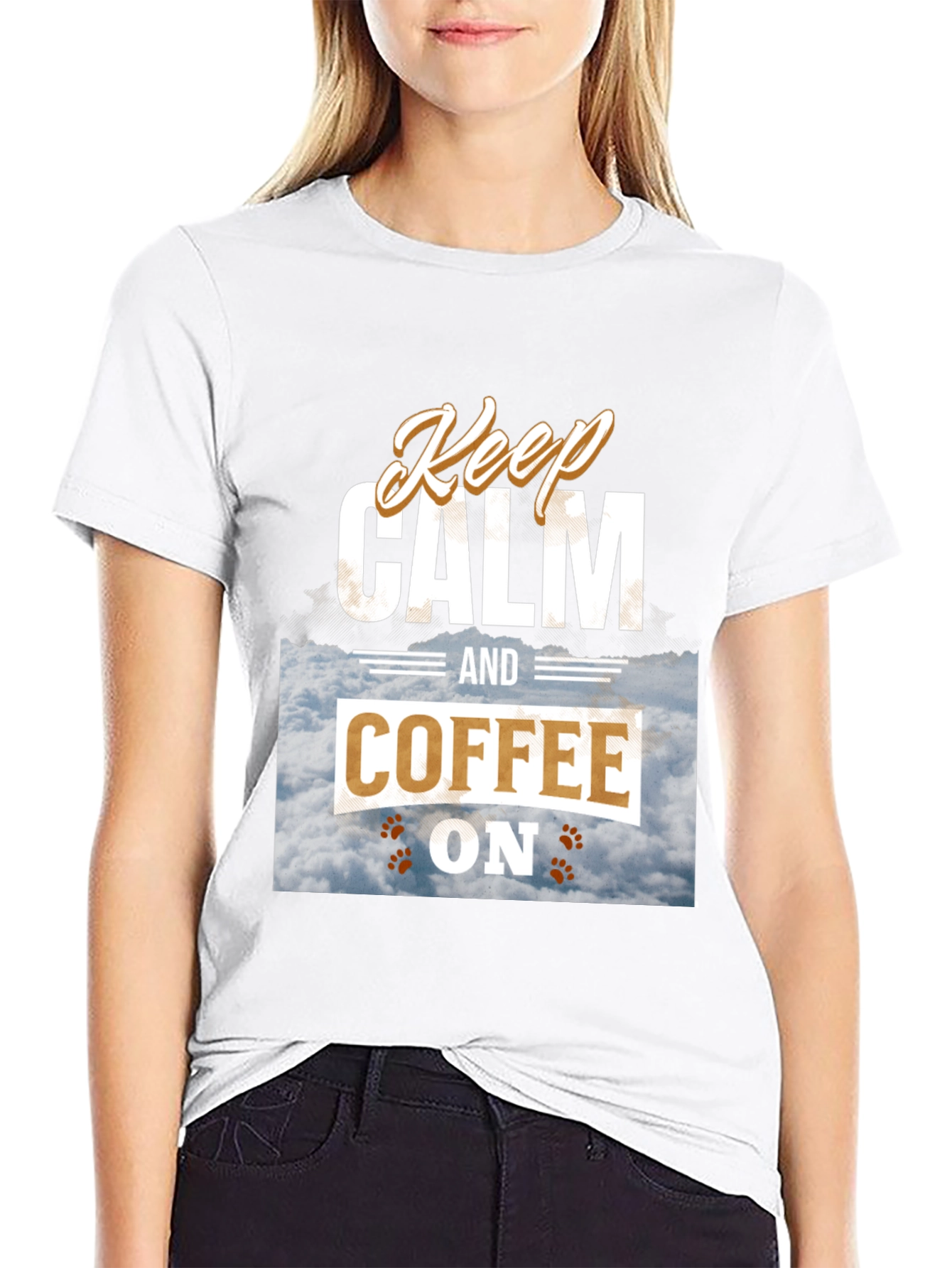 Black Keep Calm and Coffee On Graphic Tee view 9