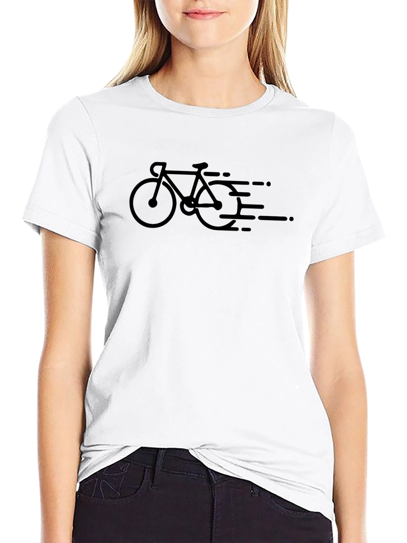 Black Speeding Bicycle Graphic Tee - Black Cotton view 9