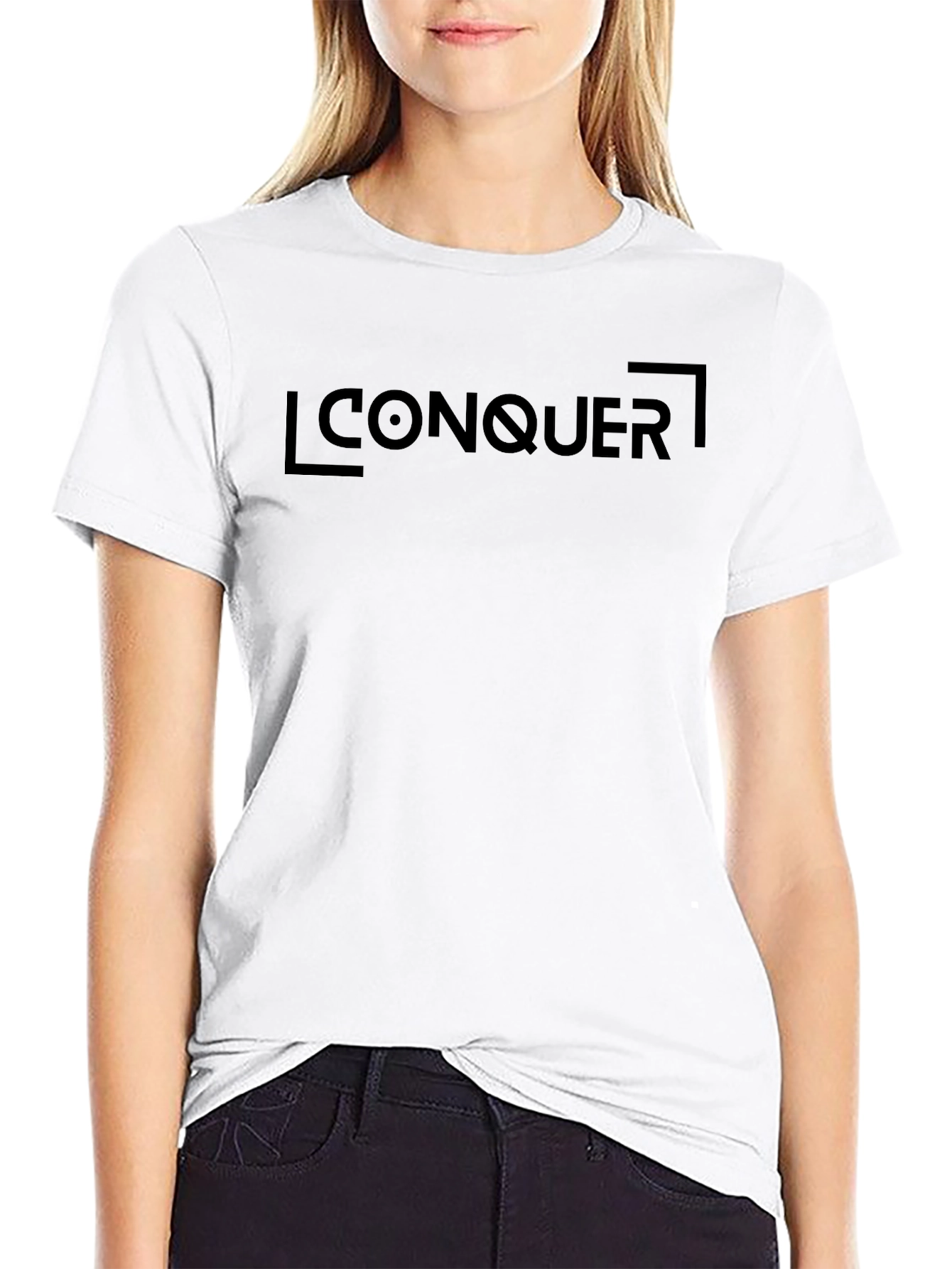 Black Conquer Graphic Tee - Black Cotton Comfort view 9