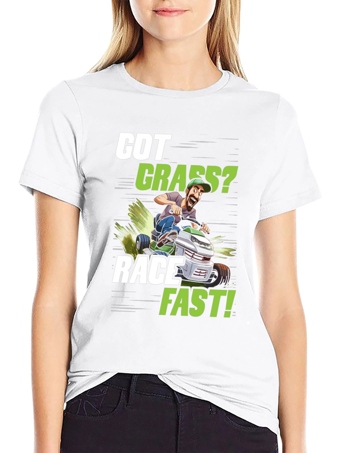 Black Got Grass? Funny Lawn Mower Racing T-Shirt view 9