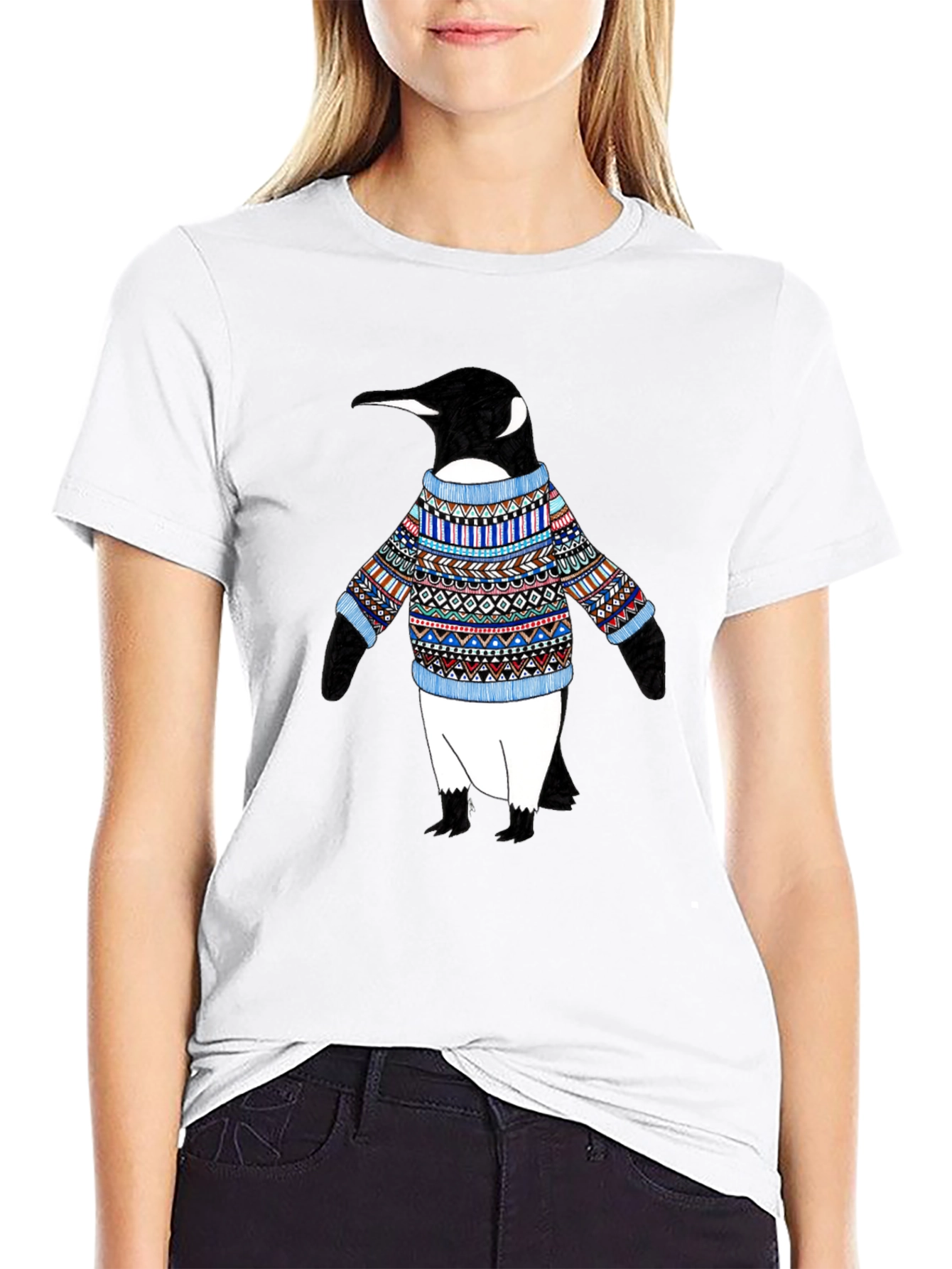 Black Penguin Sweater T-Shirt - Black view 9