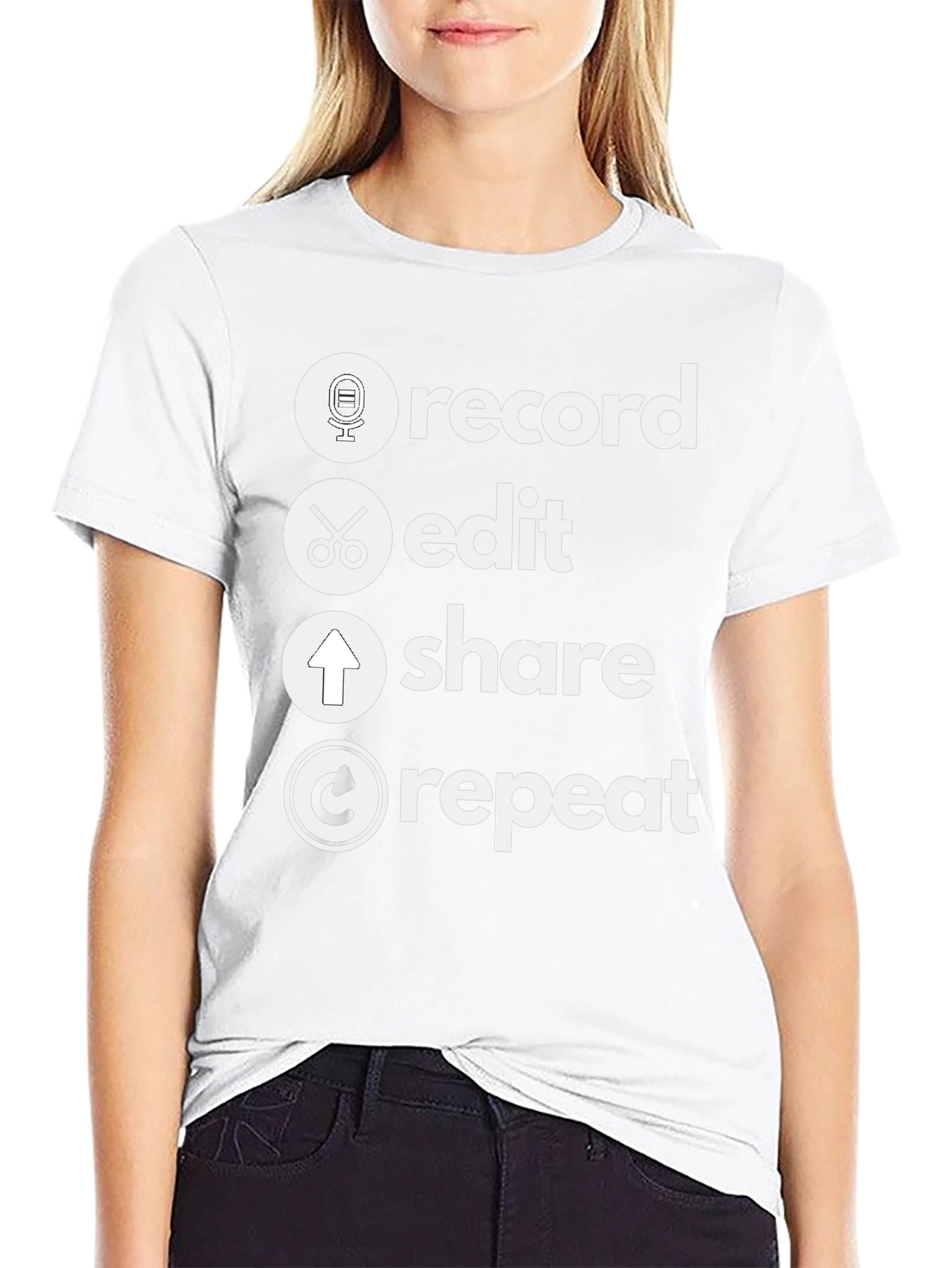 Black Record, Edit, Share, Repeat T-Shirt - Musician's Tee view 9