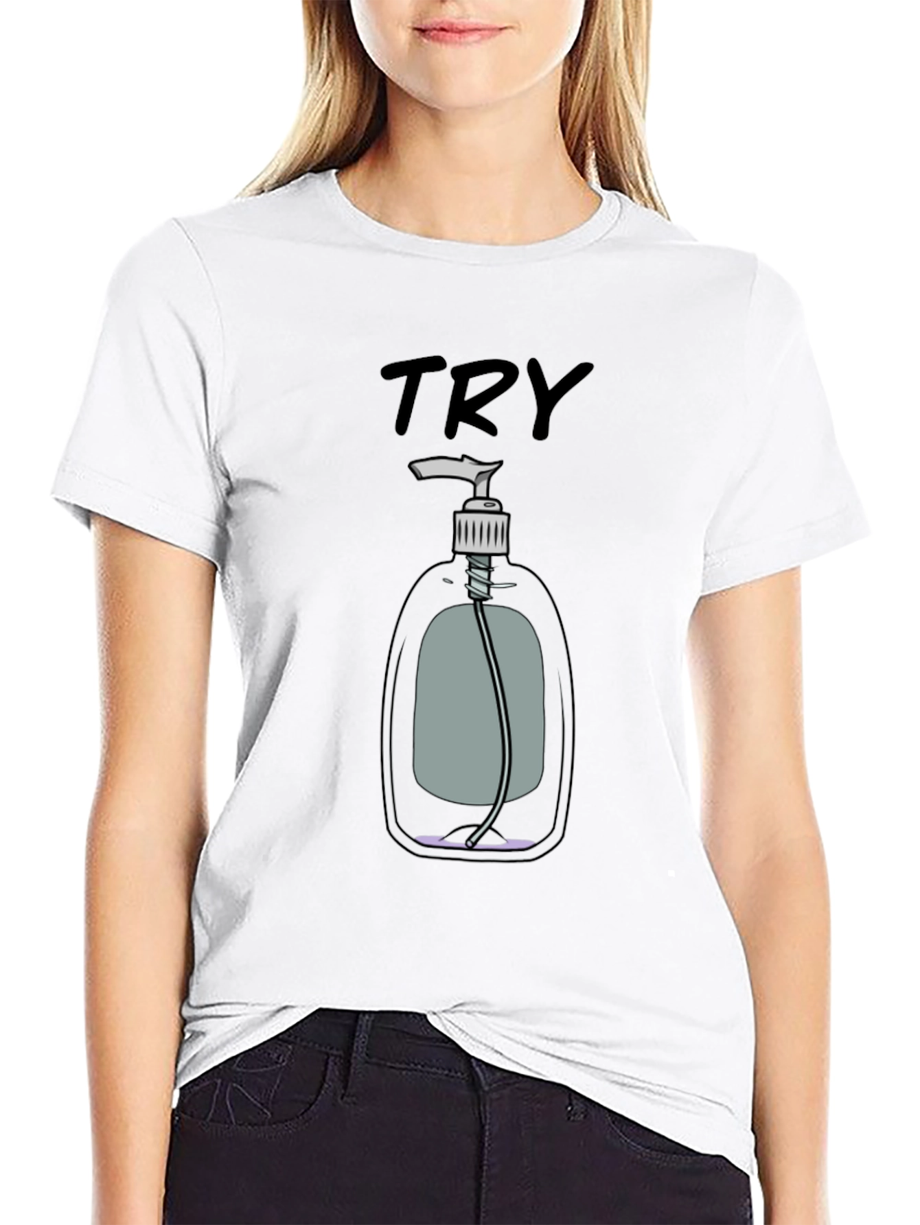 Black Try Hand Sanitizer Graphic T-Shirt view 9
