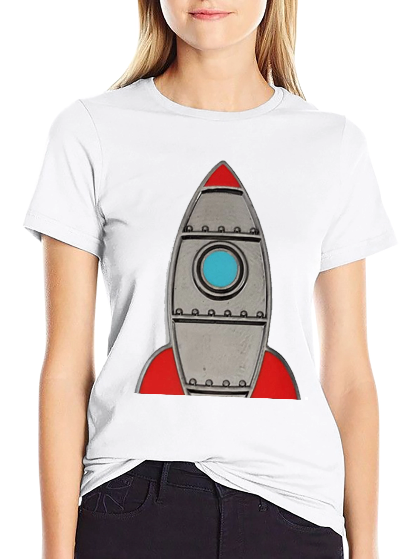 Black Retro Rocket T-Shirt - Space Adventure Tee view 9