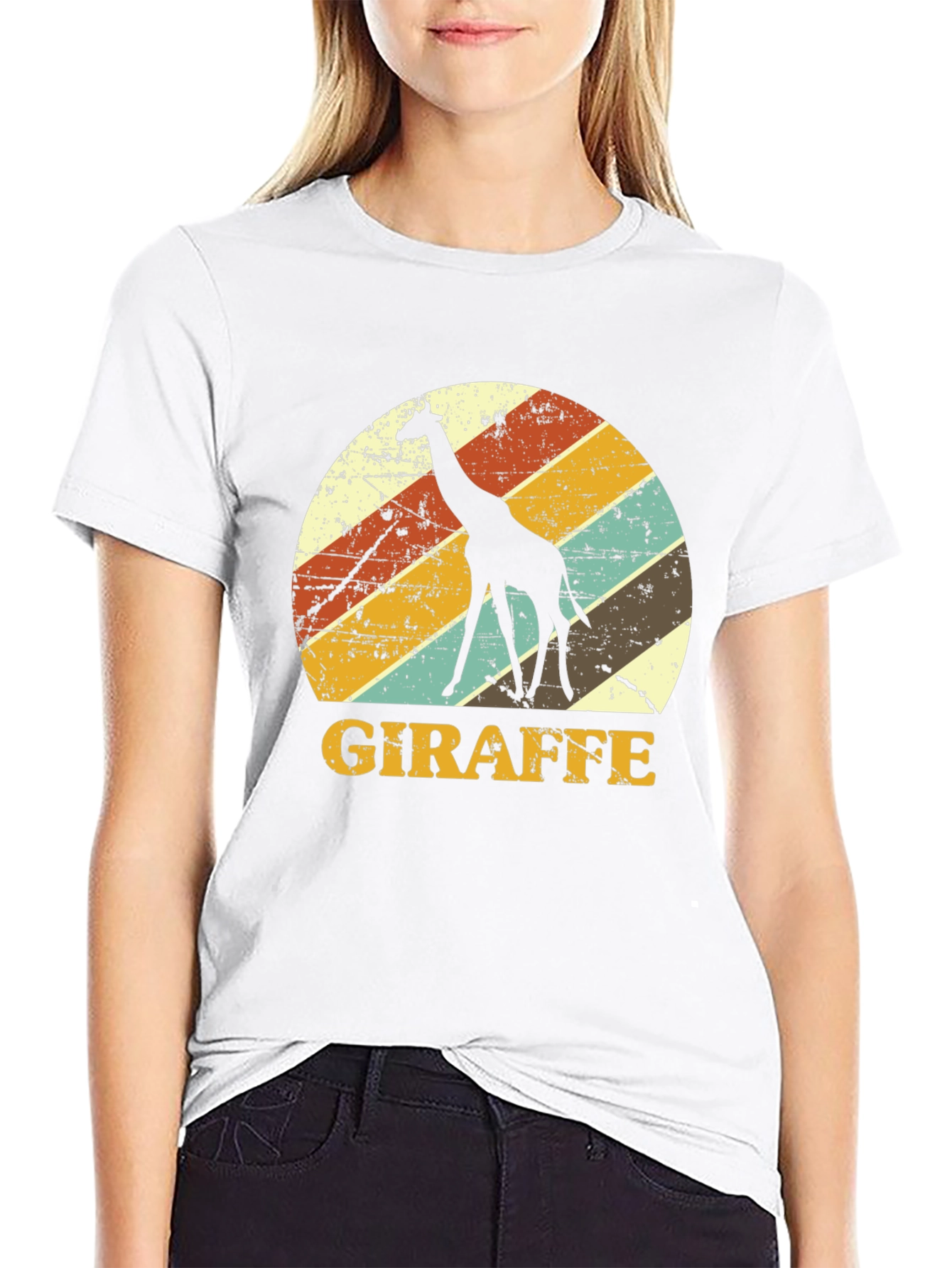 Black Retro Giraffe Graphic Tee - Black view 9