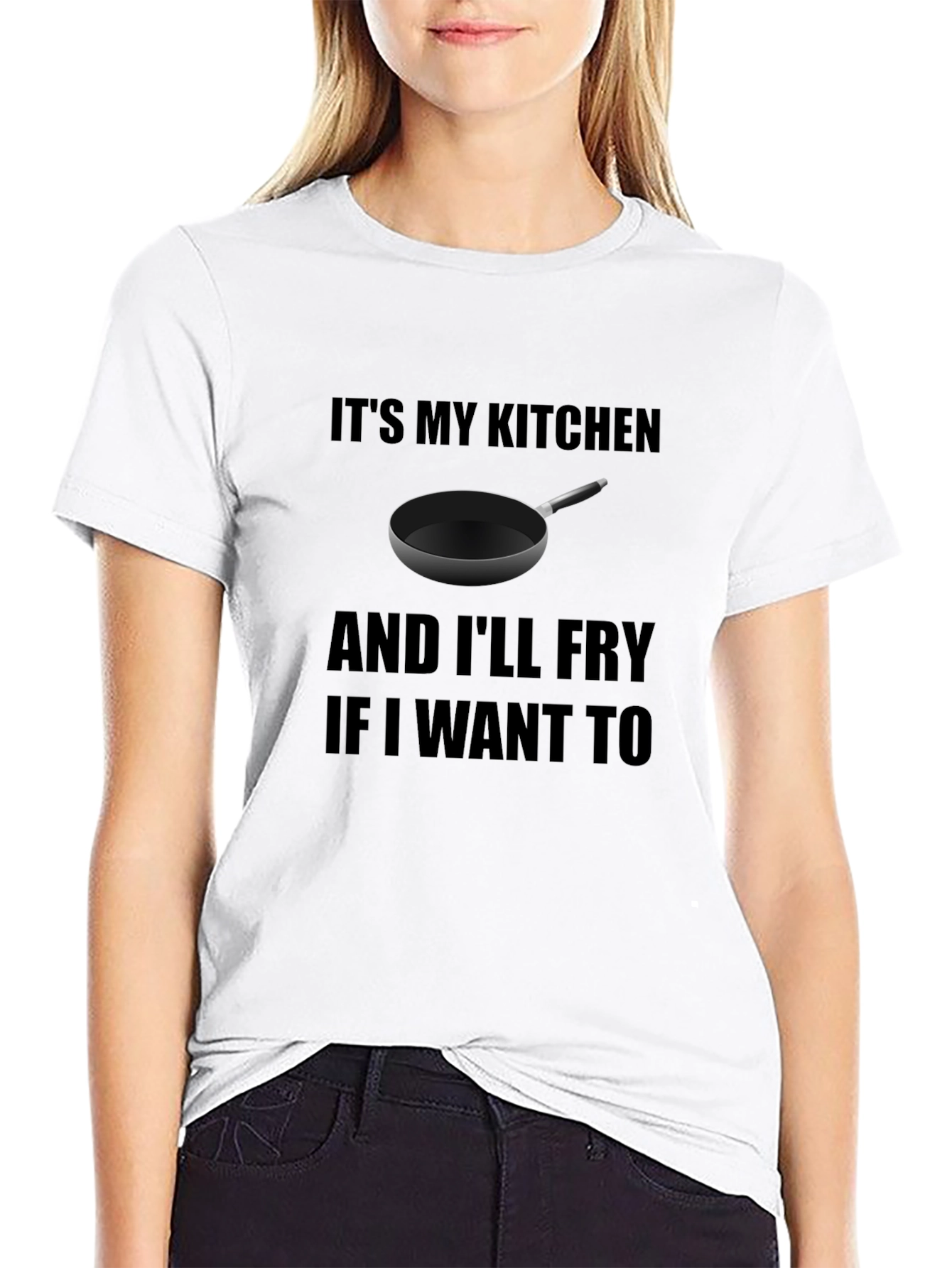 Black It's My Kitchen and I'll Fry T-Shirt view 9