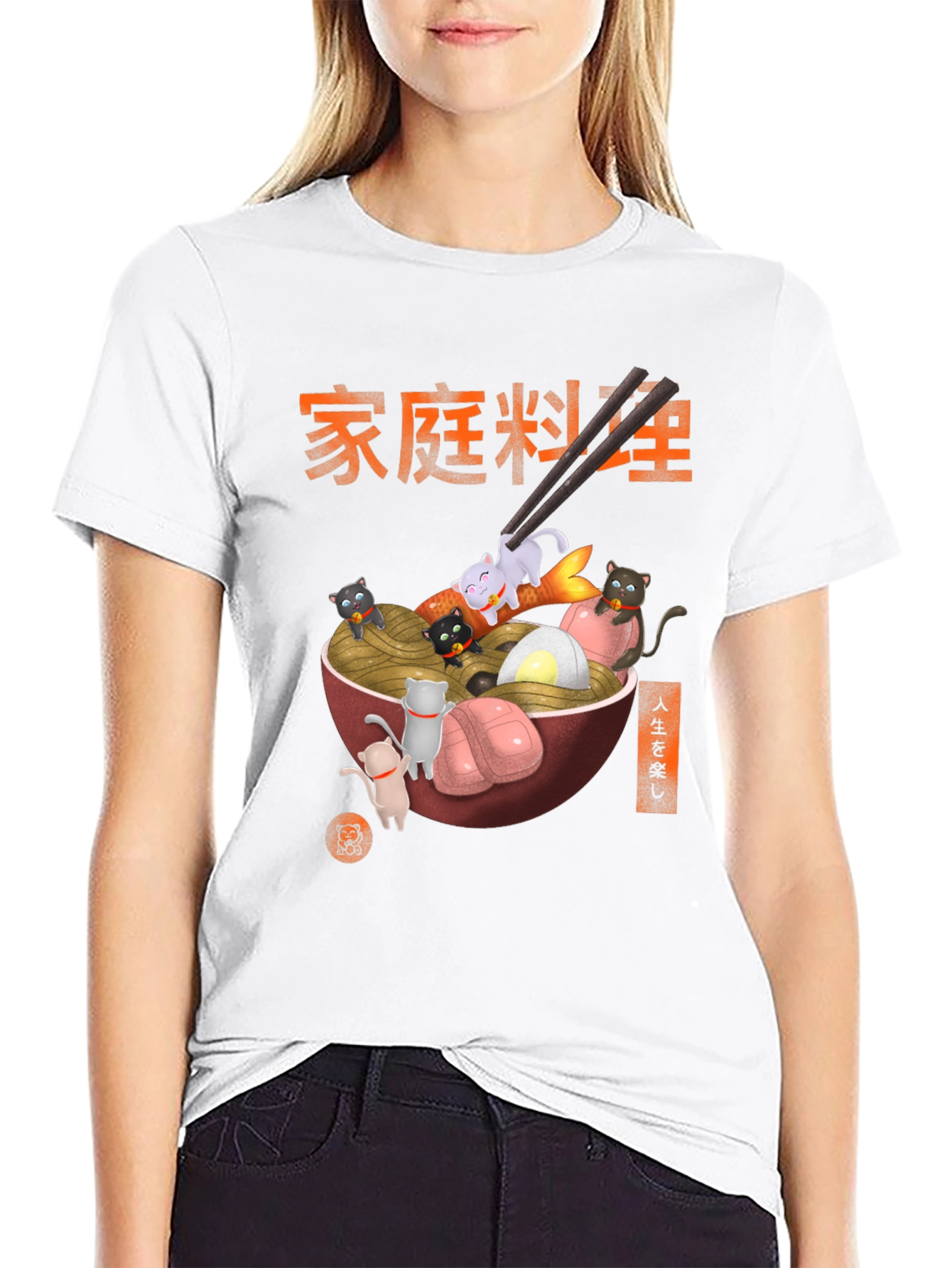 Black Ramen Cat T-Shirt view 9