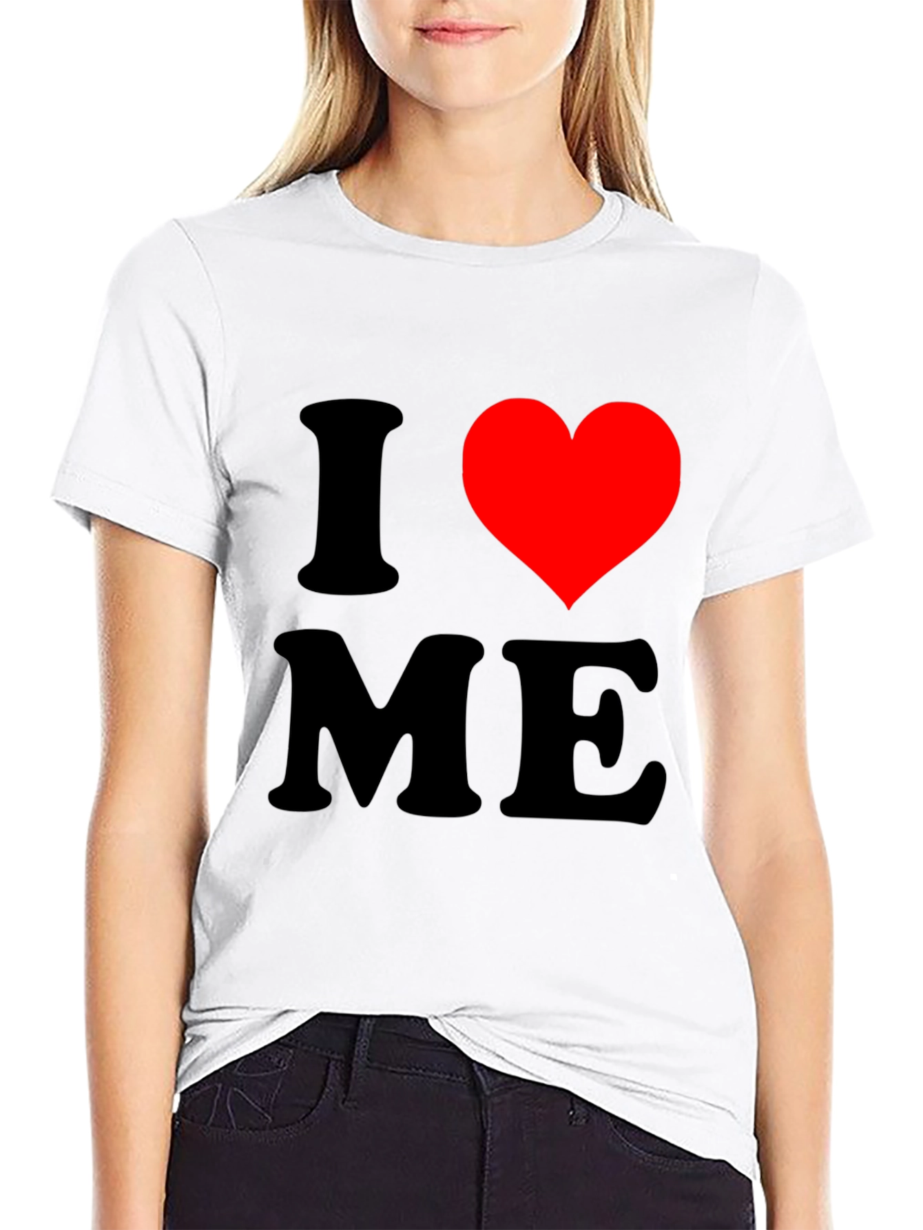 Black I Love Me T-Shirt, Novelty Graphic Tee view 9