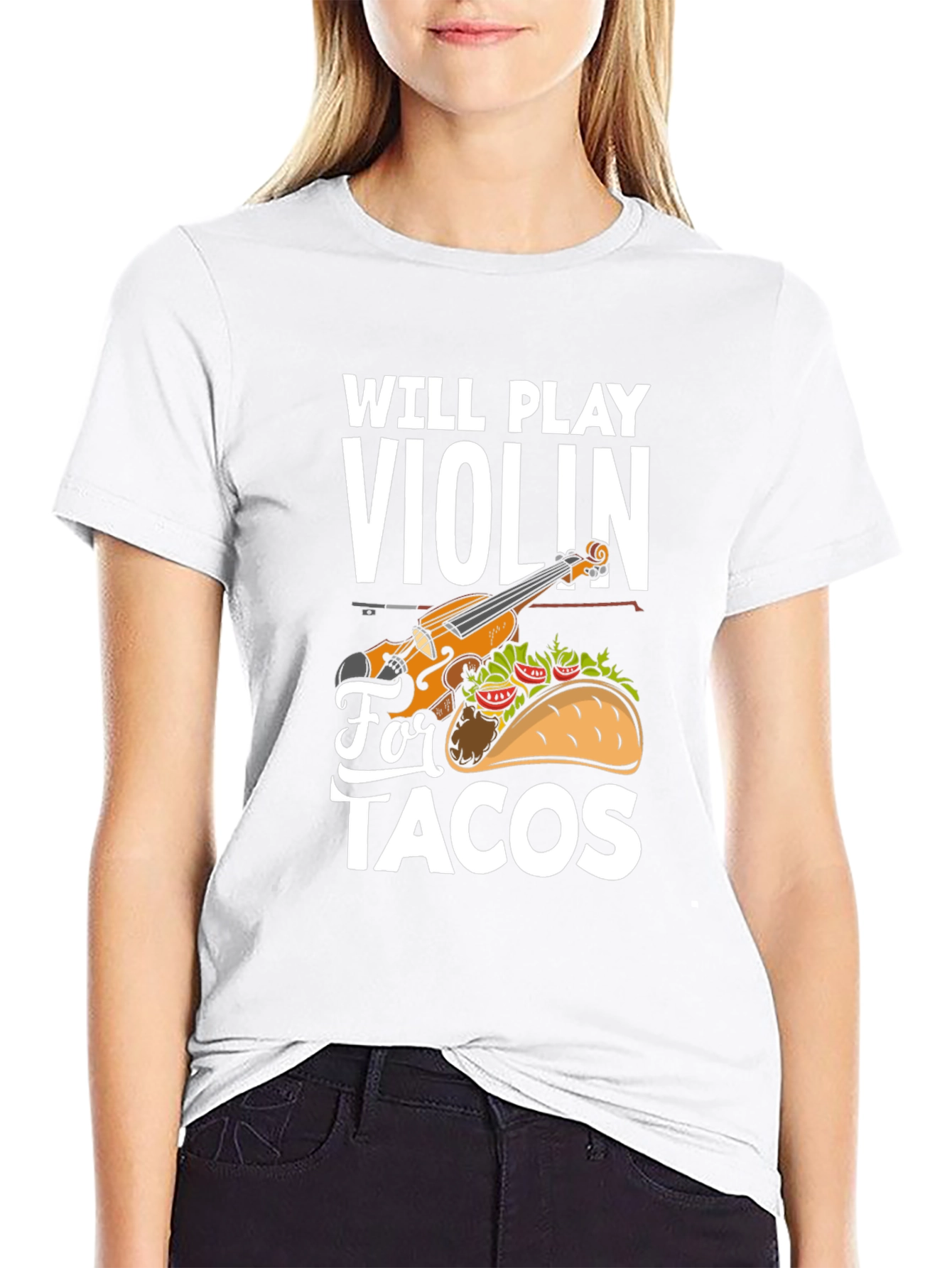Violin and Taco Graphic T-Shirt - 9