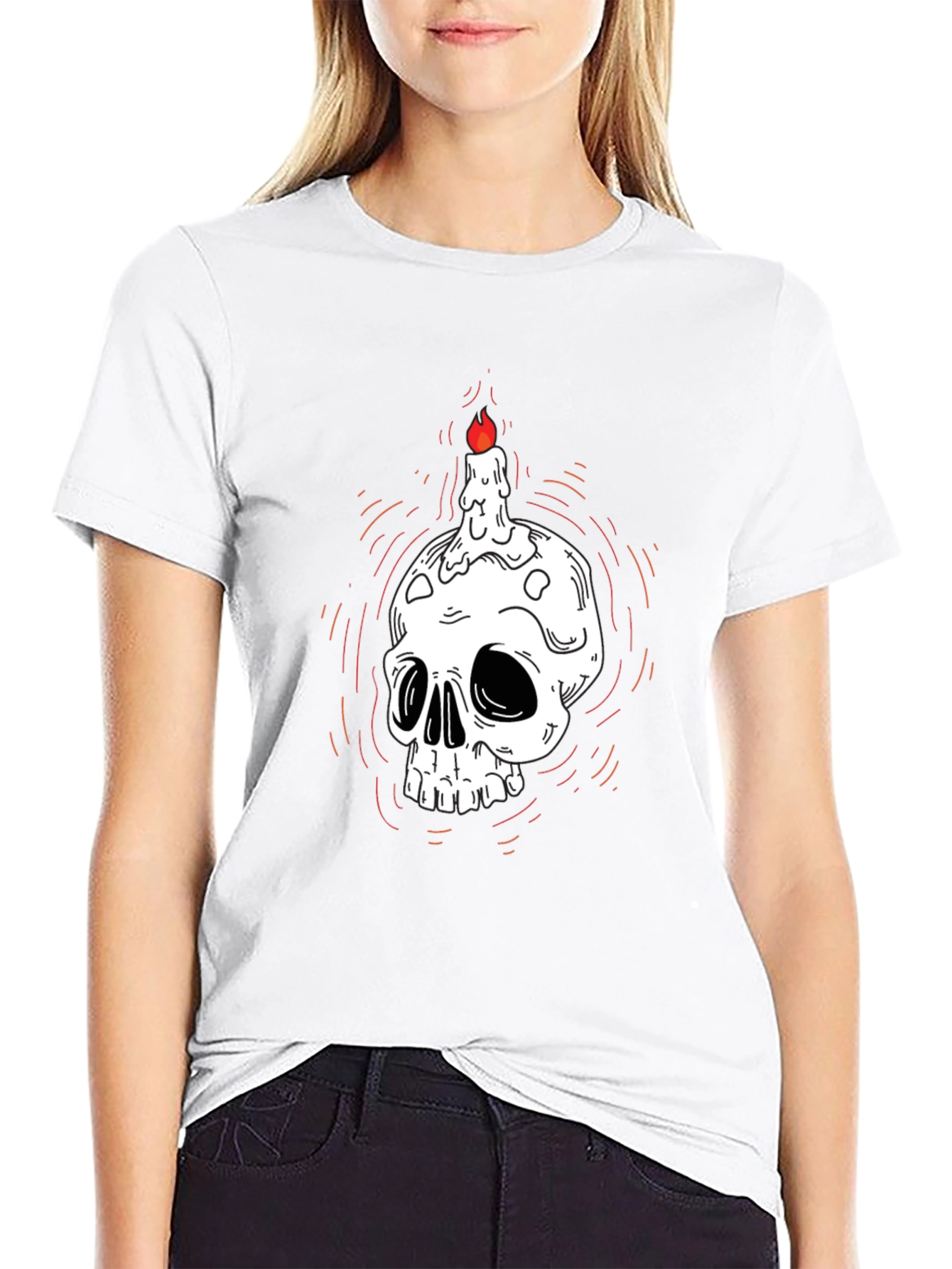 Black Skull Candle Graphic Tee - Dark Humor T-Shirt view 9