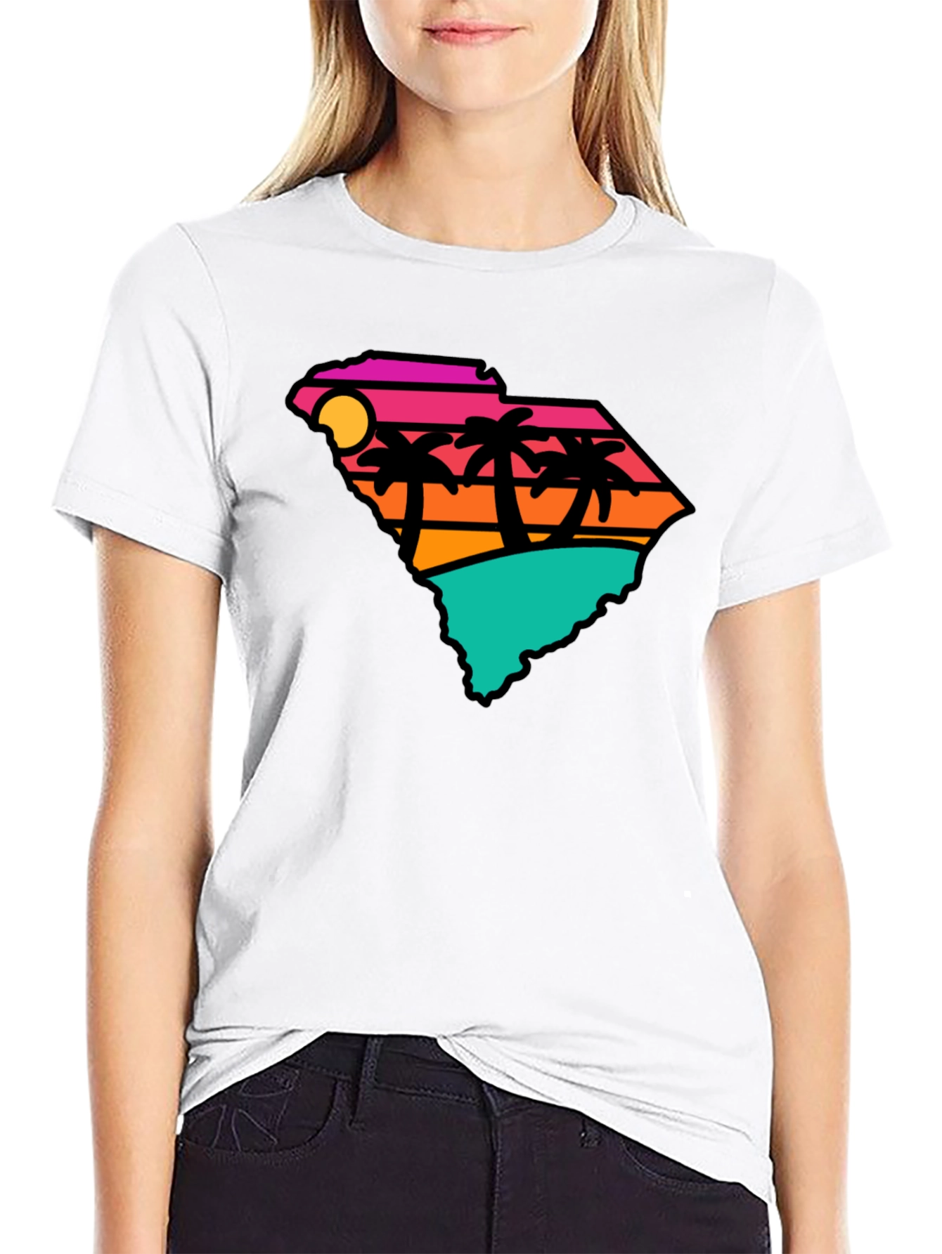 Black South Carolina Retro Beach T-Shirt view 9